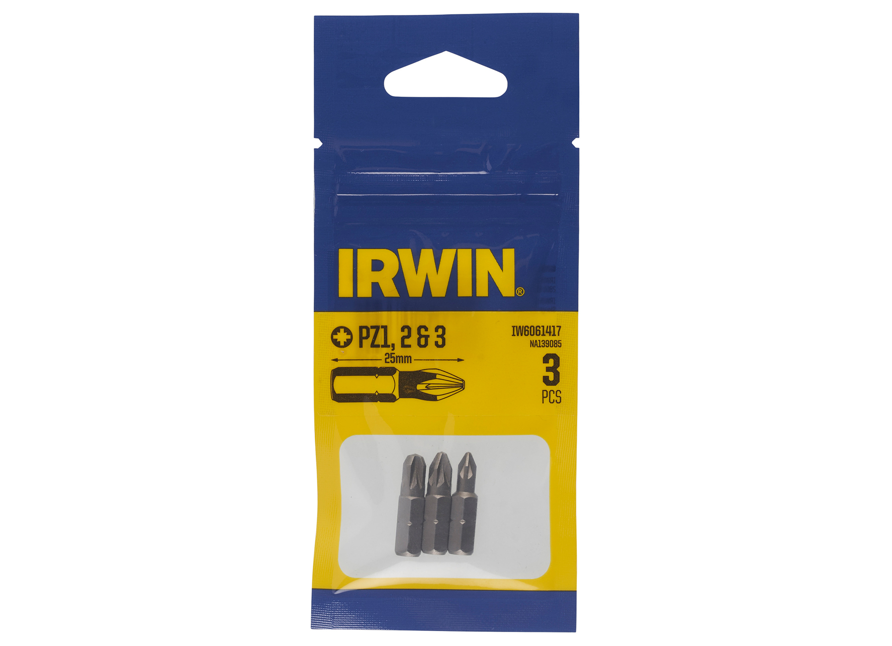 IRWIN POZIDRIV SCHROEFBITS SET 3PCS PZ1, PZ2, PZ3 - 25MM