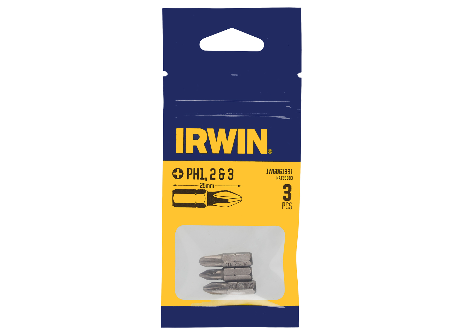 IRWIN BITSET 3PCS PH1, PH2, PH3 - 25MM