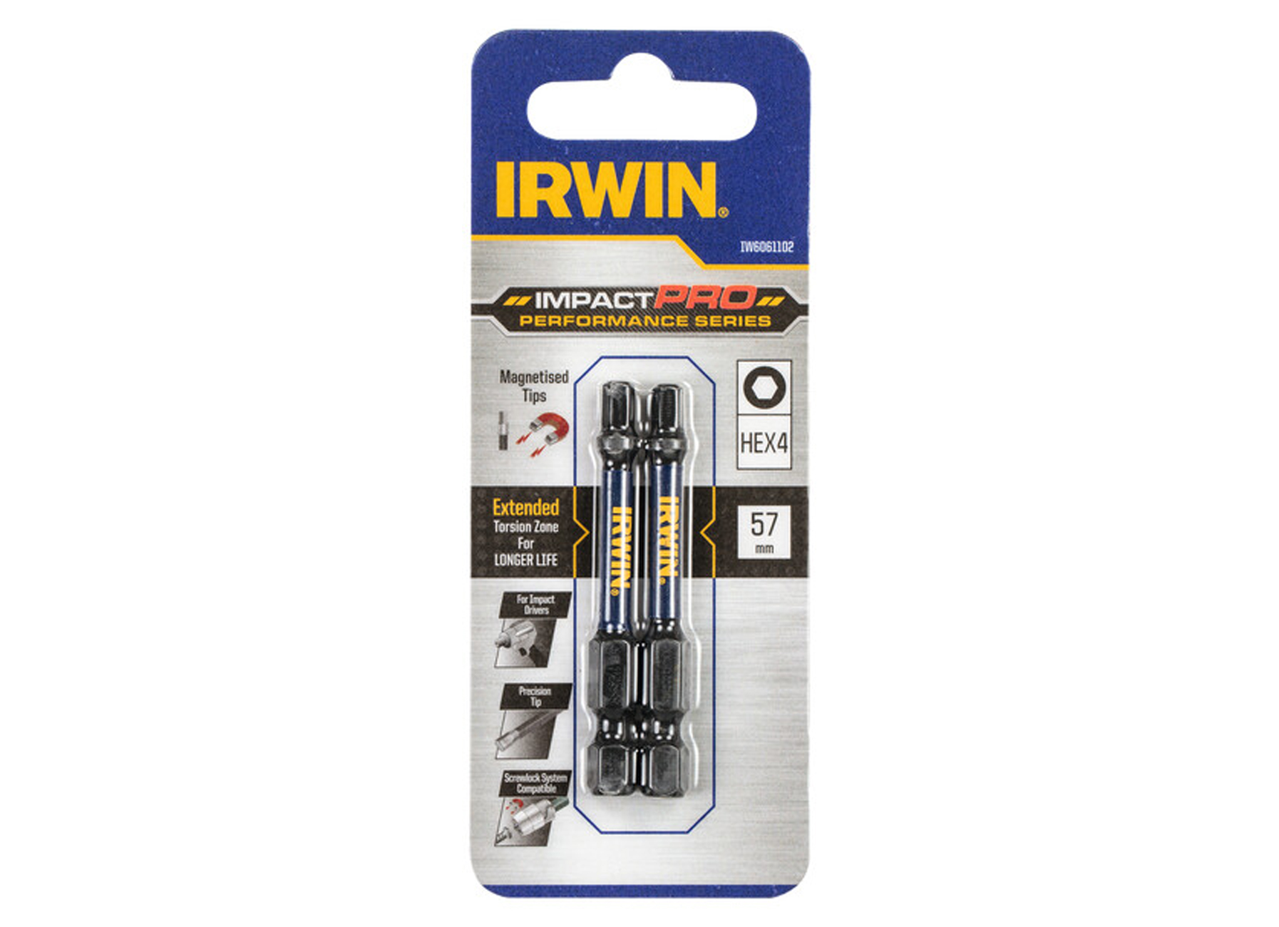 IRWIN IMPACT PRO 57MM HEX4 - 2 STK