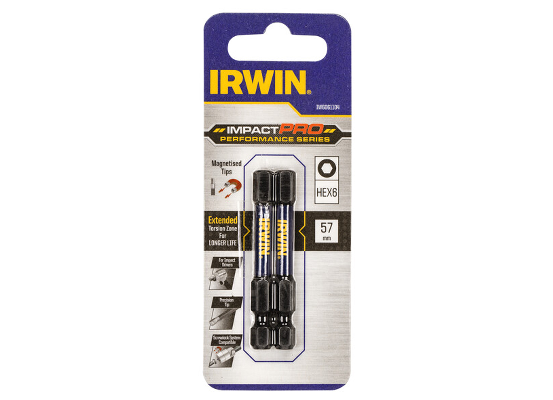 IRWIN IMPACT PRO 57MM HEX6 - 2 STK