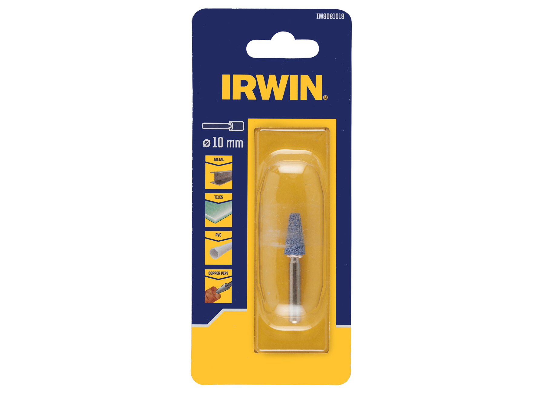 IRWIN MEULE 10MM (CONE, CONIQUE)  POUR CÉRAMIQUE ET MÉTAL, Ø AXE 6MM