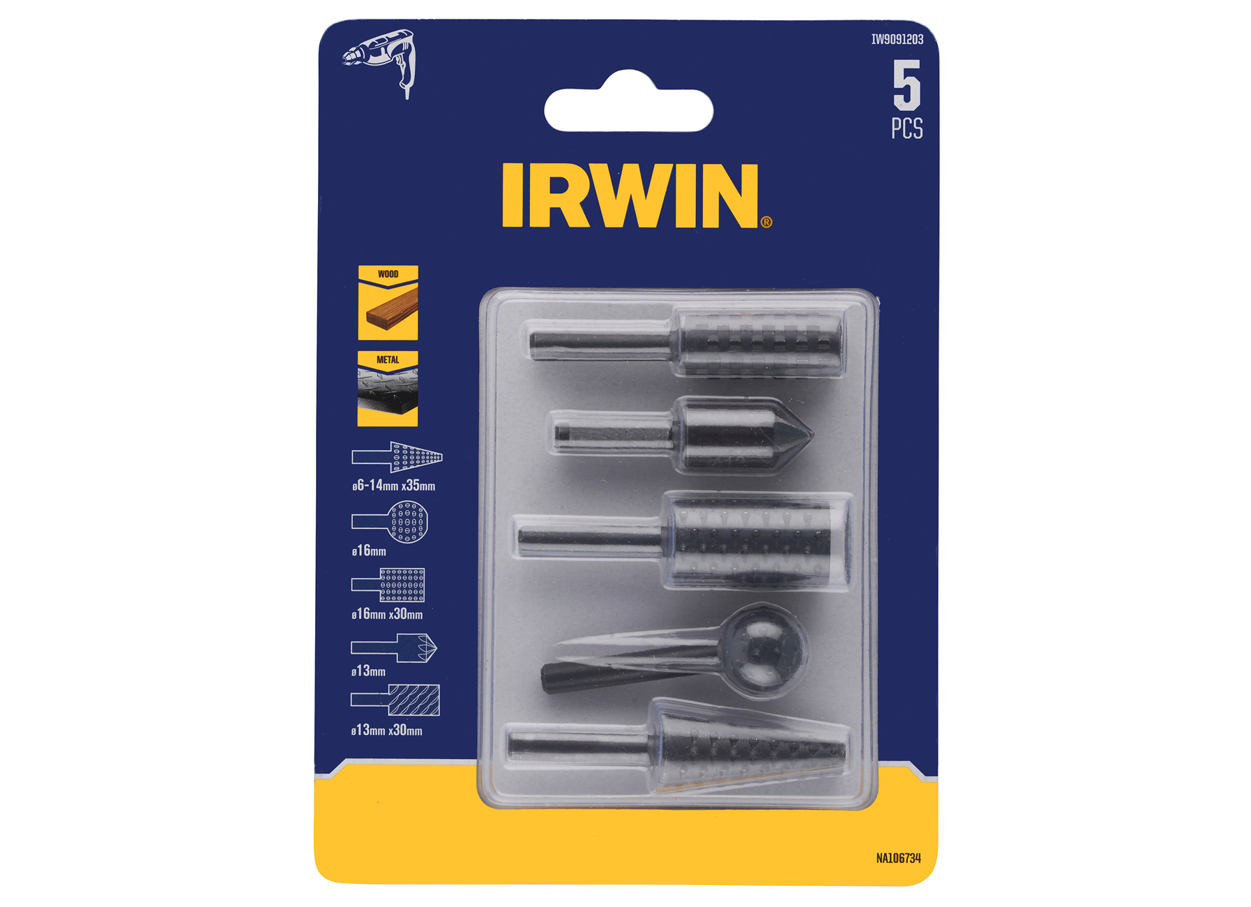 IRWIN SET RAPES 5PCS, 4 RAPES ET 1 FRAISE