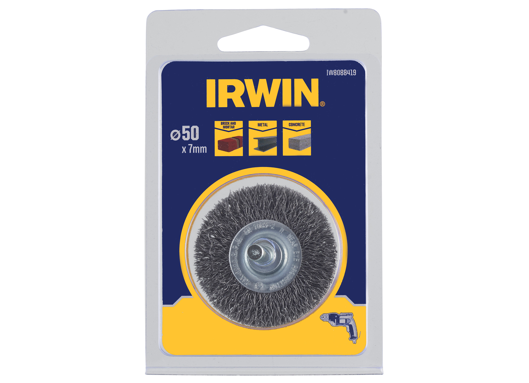 IRWIN BROSSE METALLIQUE POUR LA PIERRE, BETON ET ACIER, Ø 50MM, EPAISSEUR 7MM