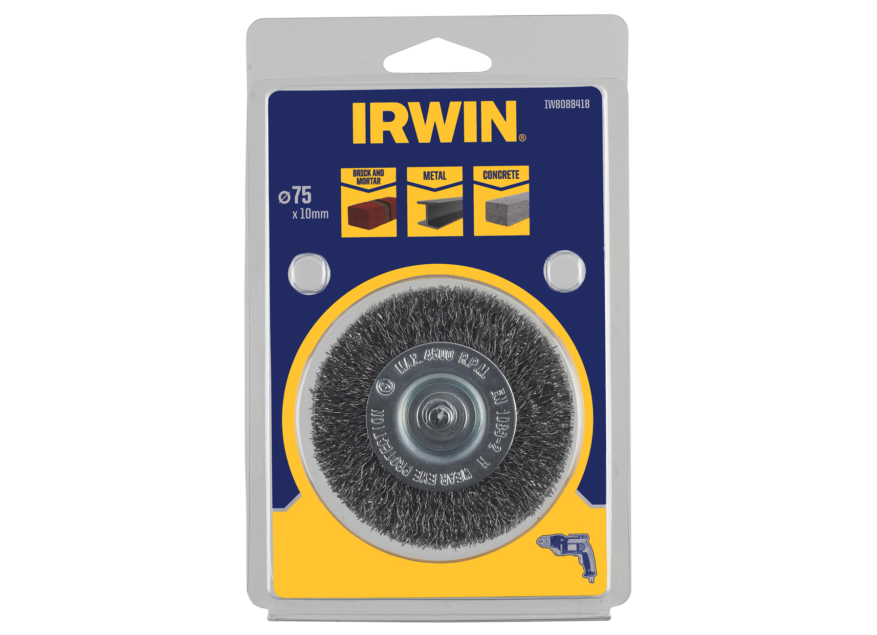 IRWIN BROSSE METALLIQUE POUR METAL, BETON ET LA PIERRE, Ø 75MM, EPAISSEUR 10MM