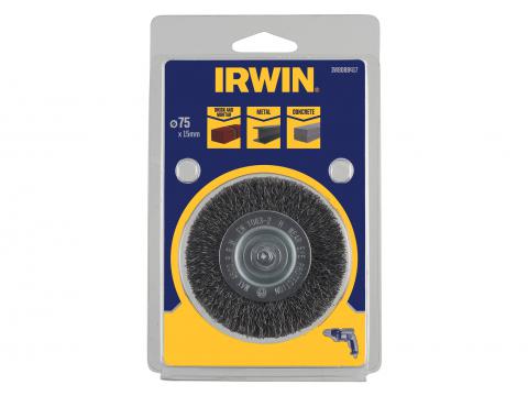 IRWIN STAALDRAADBORSTEL VOOR STEEN, BETON EN METAAL, Ø 75MM, DIKTE 15MM