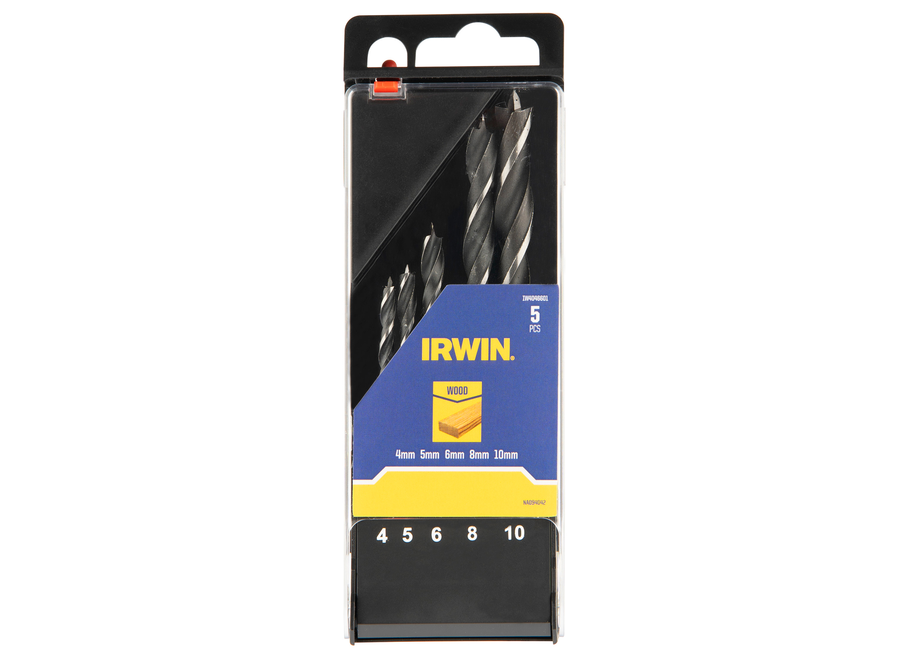 IRWIN SET HOUTSPIRAALBOREN BRAD POINT SET 5PCS, 4-10MM