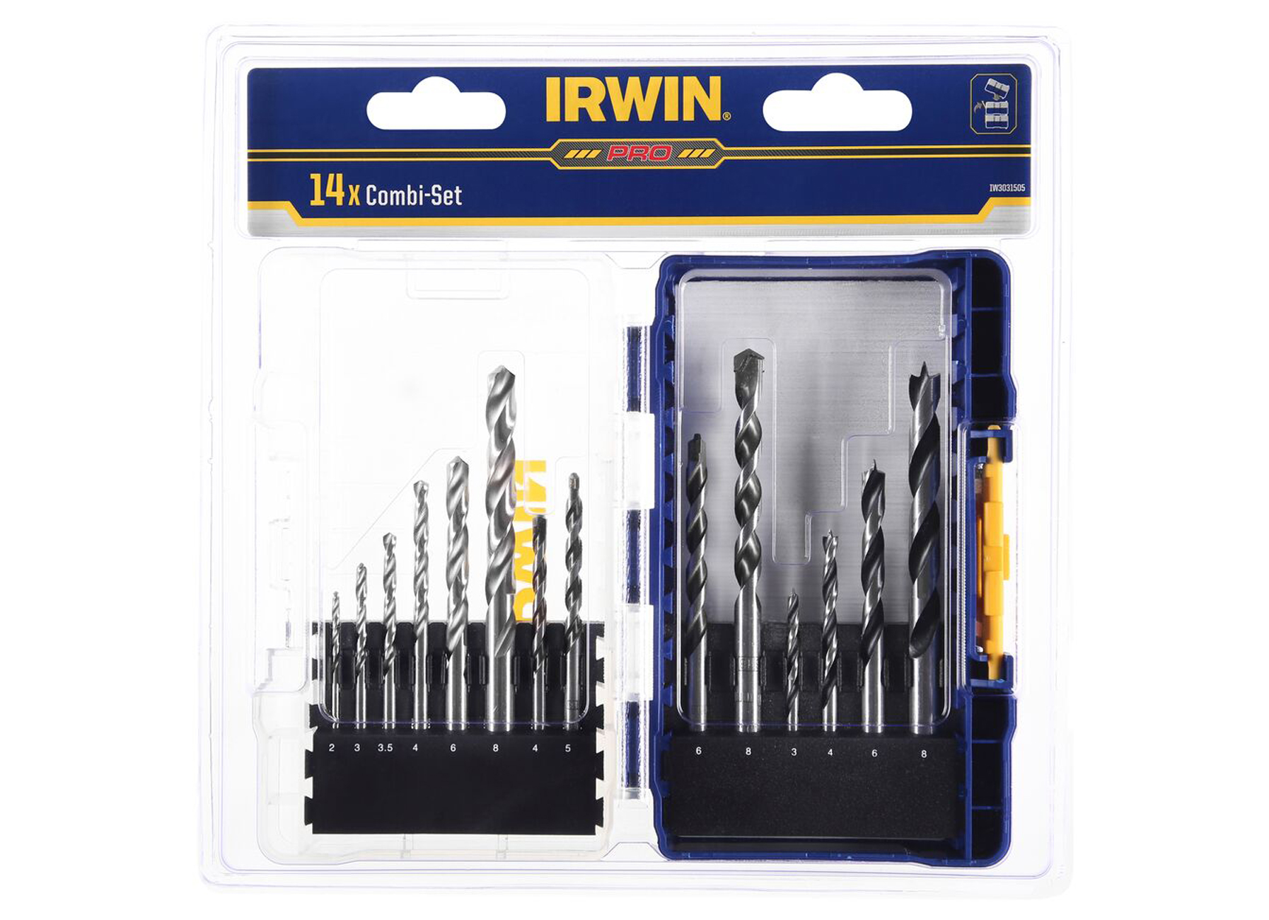IRWIN COMBI, 15-PCS SET MULTI-MATERIAUX HSS PRO 2/3/3,5/4/5/6/8MM