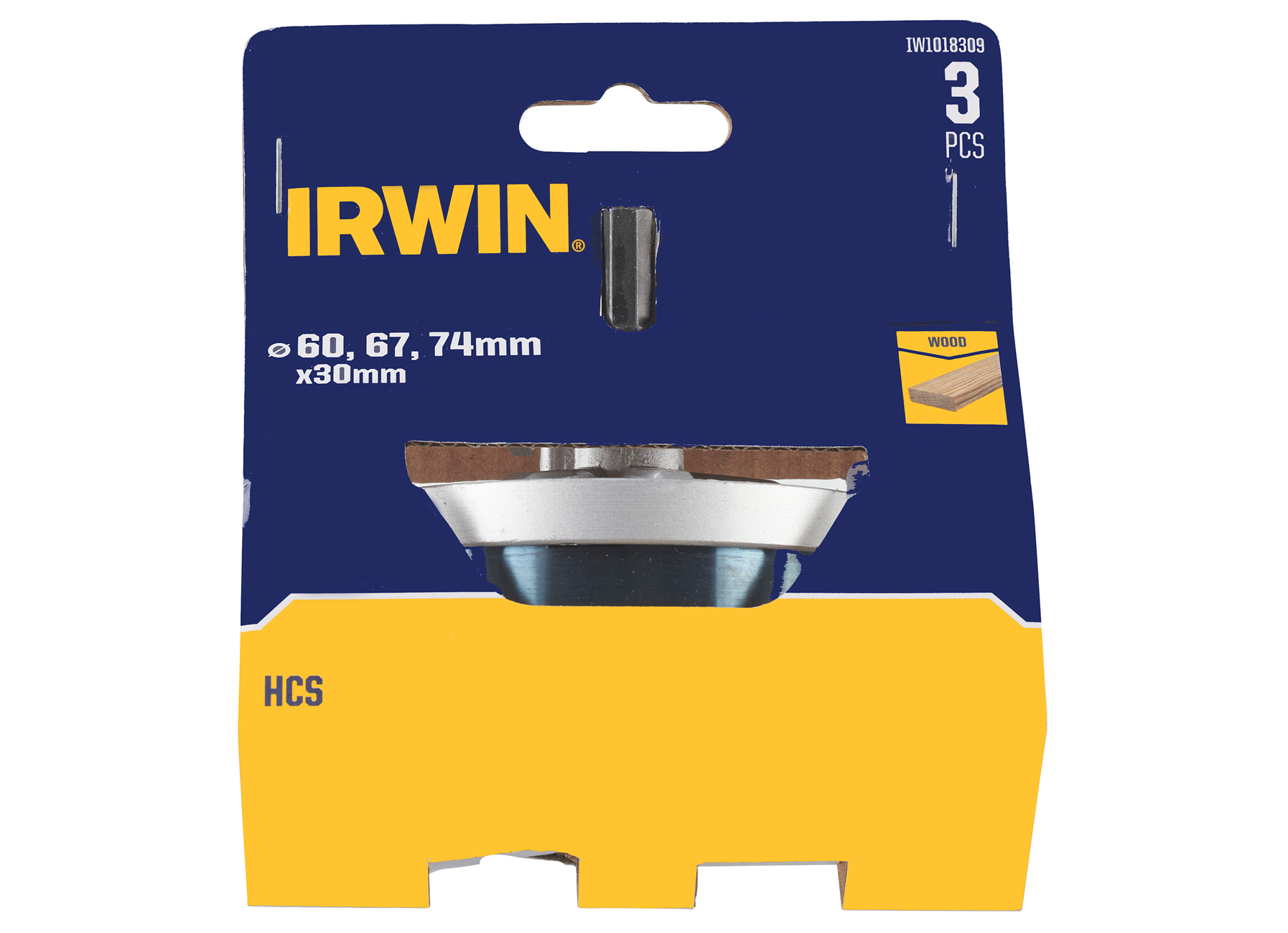 IRWIN SET GATENZAGEN 3 STUKS VOOR HOUT EN GIPSPLAAT 60, 67 EN 74MM. DIEPTE 30MM