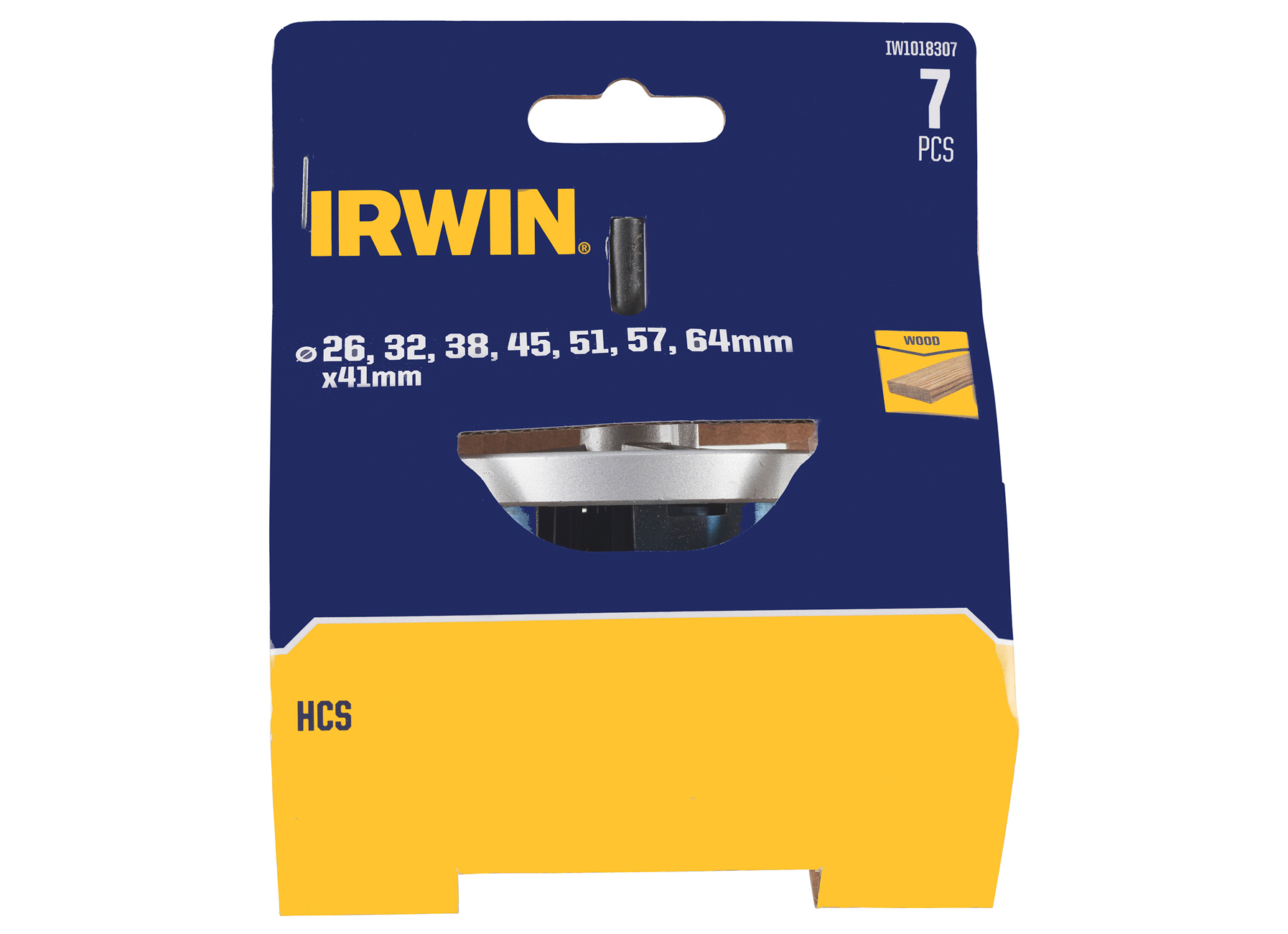 IRWIN SET GATENZAGEN 7 STUKS VOOR HOUT EN GIPSPLAAT 25, 32, 38, 45, 50, 56 EN 62MM. DIEPTE 42MM