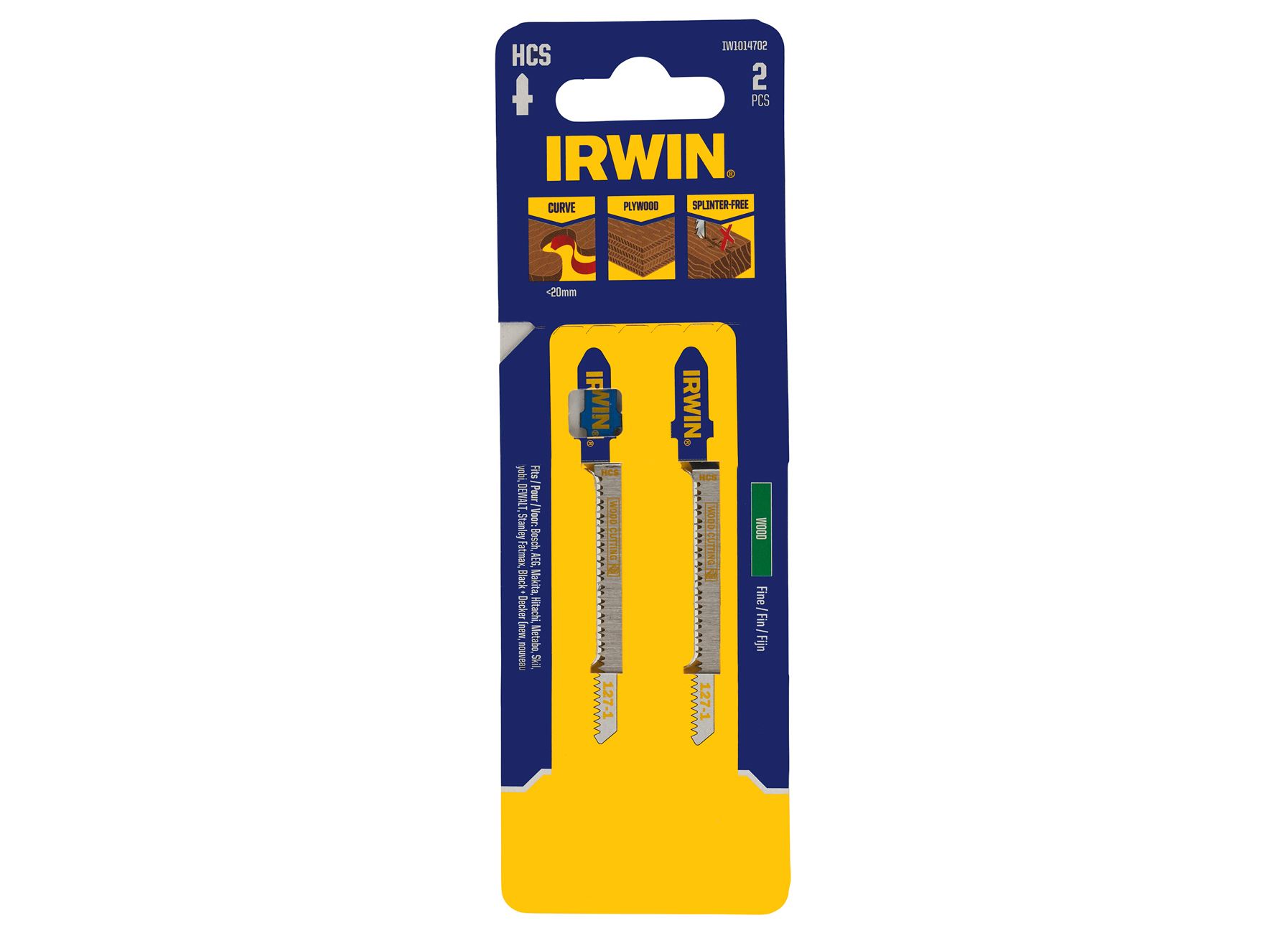 IRWIN LAME DE SCIES SAUTEUSES BOIS, MULTIPLEX JUSQU'A 20MM, DENTURE FIN, EMMANCHEMENT T