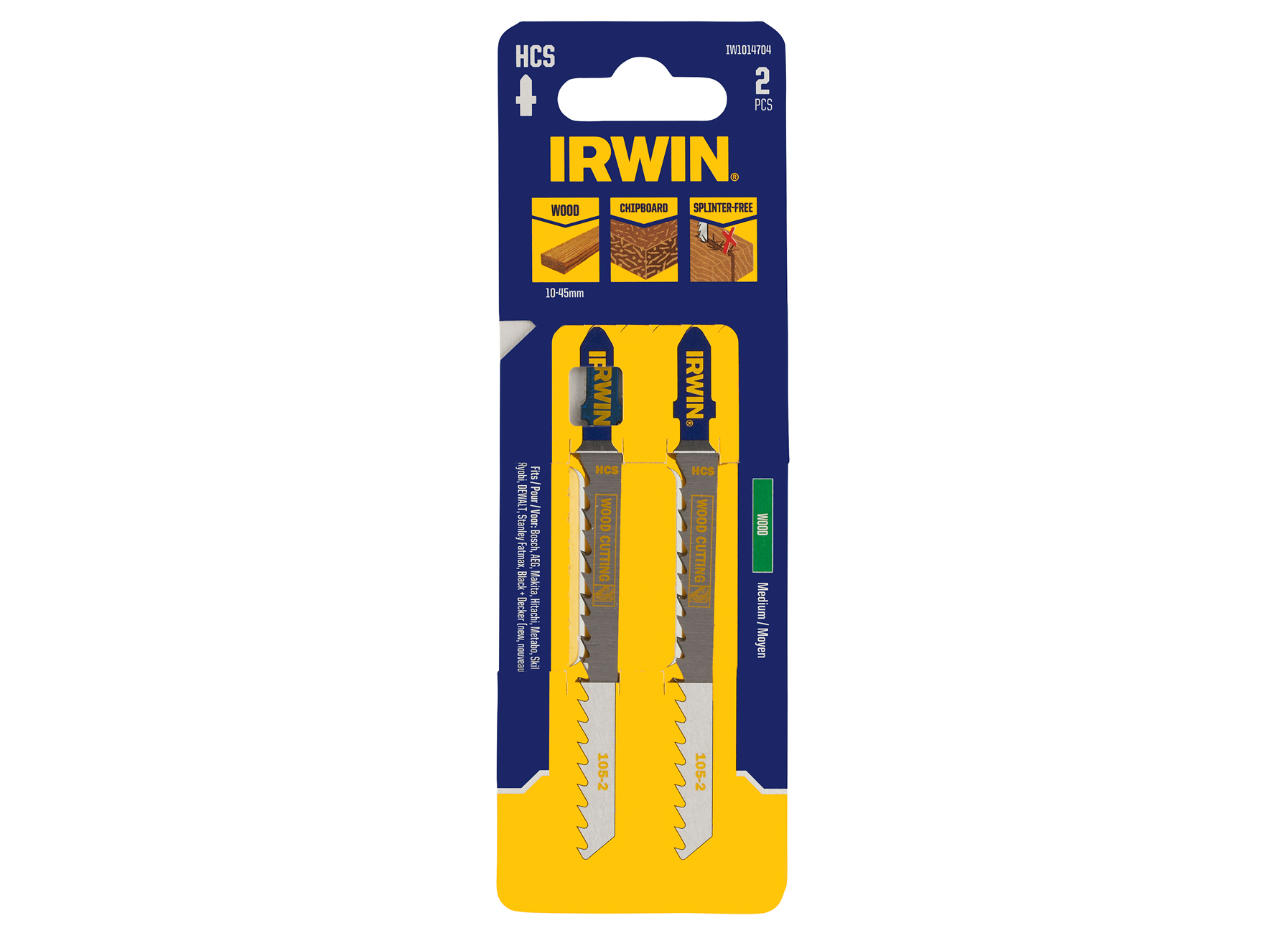 IRWIN DECOUPEERZAAGBLAD HOUT VAN 10 TOT 45MM, MEDIUM VERTANDING, T-AANSLUITING