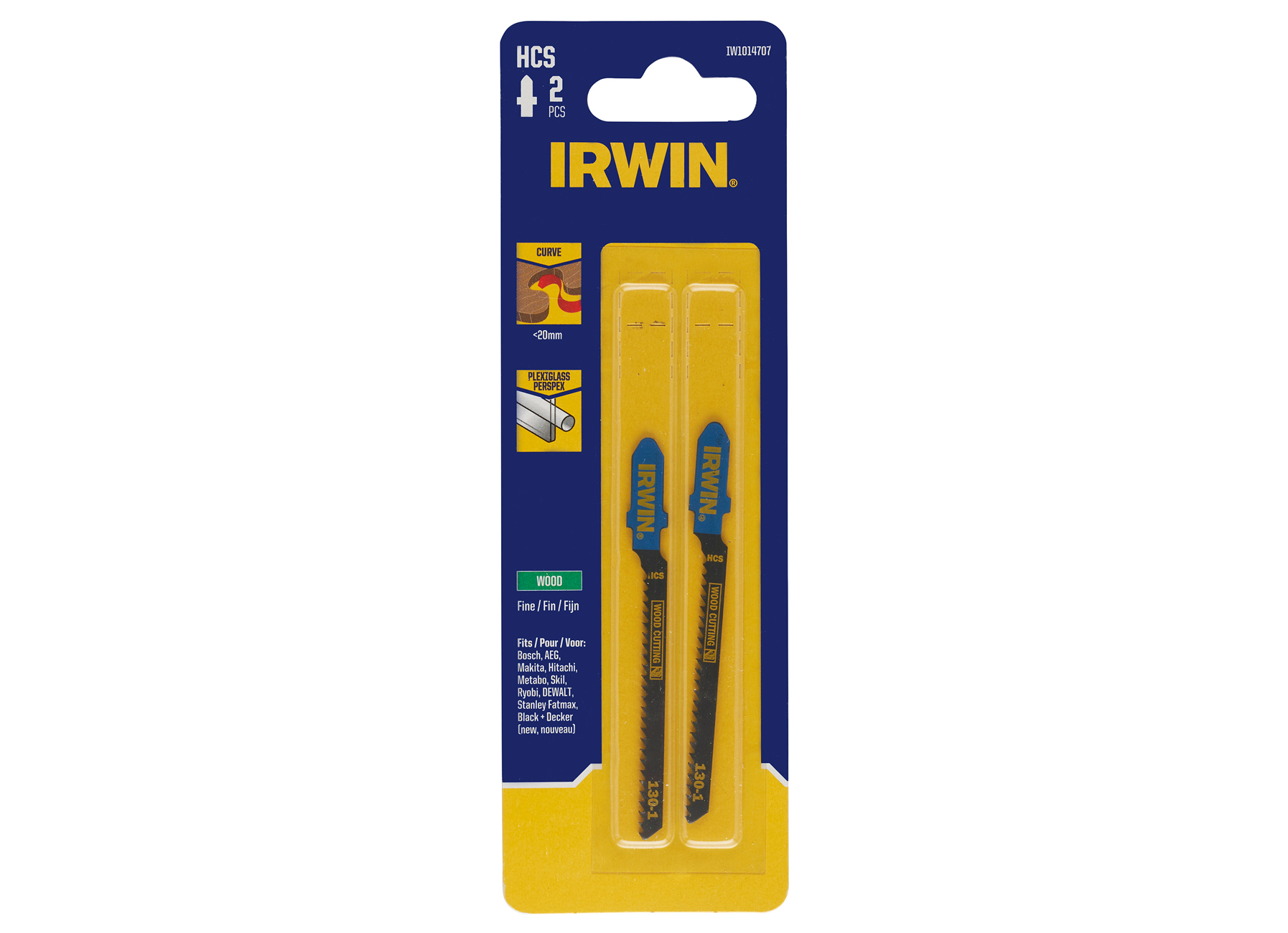 IRWIN DECOUPEERZAAGBLAD HOUT, PVC EN PLEXIGLAS TOT 20MM, FIJNE VERTANDING, T-AANSLUITING