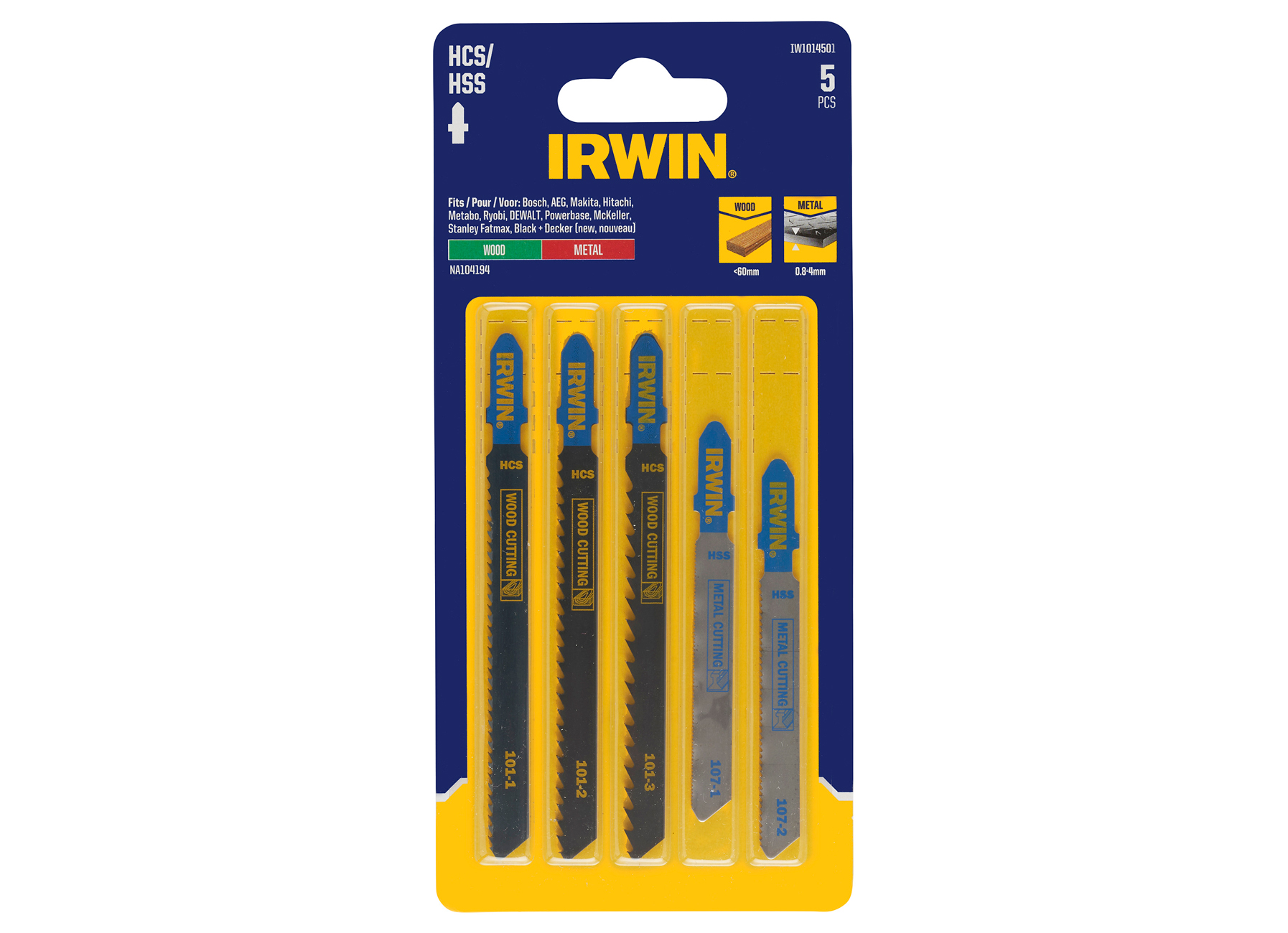 IRWIN SET DECOUPEERZAAGBLADEN 10PCS MIX 3 HOUT/2 METAAL, DIVERSE VERTANDING, T-AANSLUITING