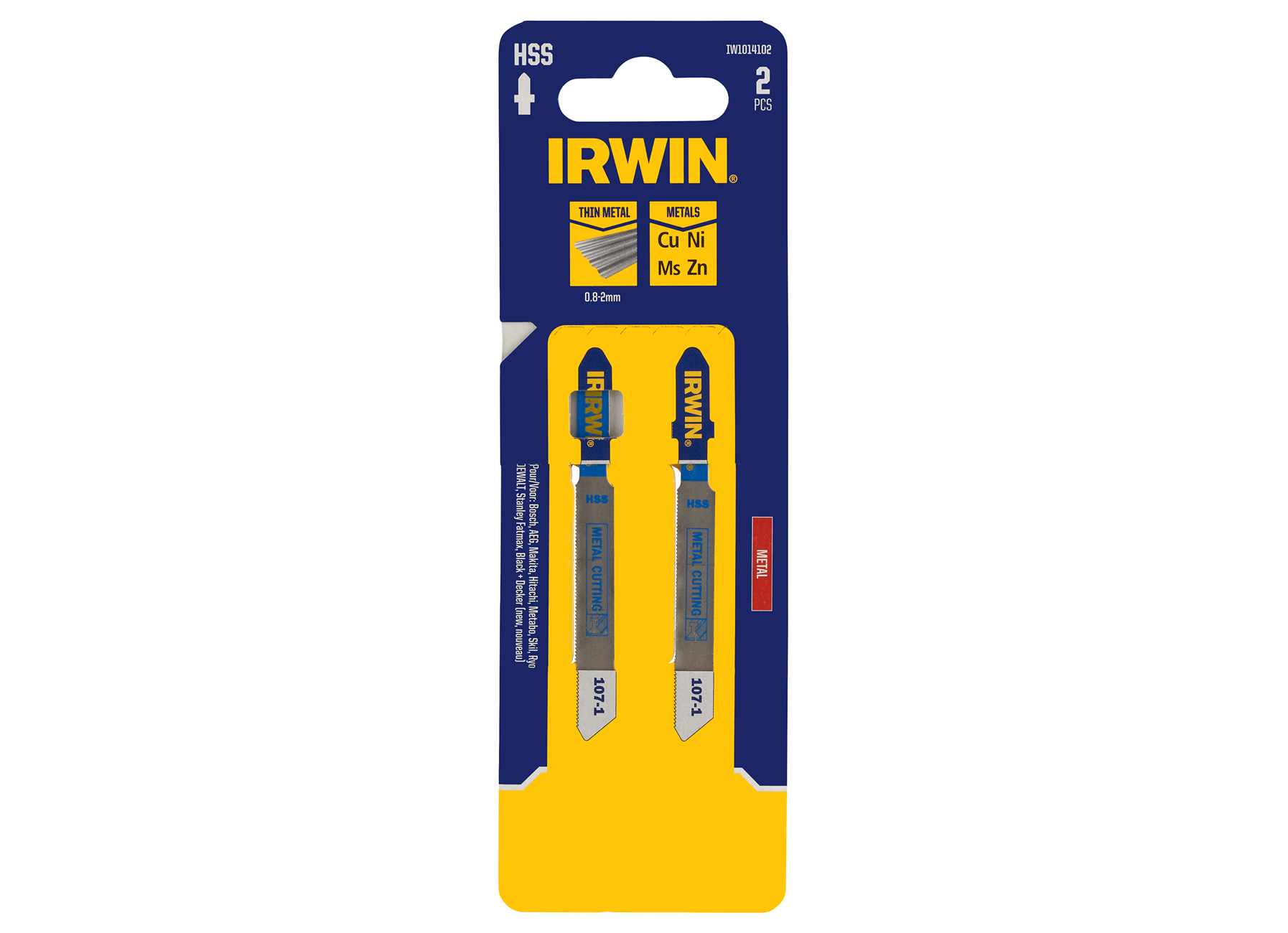 IRWIN DECOUPEERZAAGBLAD METAAL VANAF 0,8MM TOT 2MM, EXTRA FIJNE VERTANDING, T-AANSLUITING 