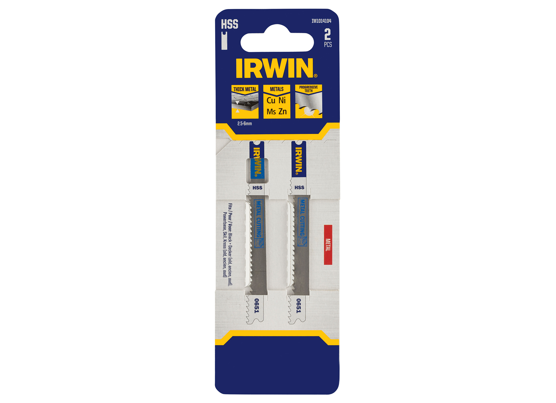 IRWIN PRO PERFORMANCE LAME DE SCIES SAUTEUSES METAL DE 2,5MM JUSQU' A 6MM, DENTURE GROS, EMMANCHEMENT U