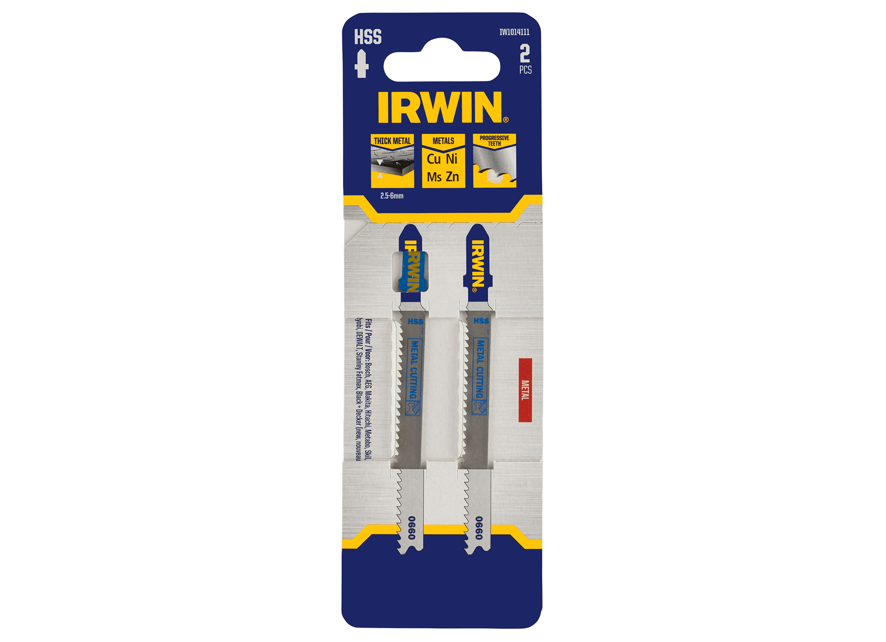 IRWIN PRO PERFORMANCE LAME DE SCIES SAUTEUSES METAL DE 2,5MM JUSQU' A 6MM, EMMANCHEMENT T