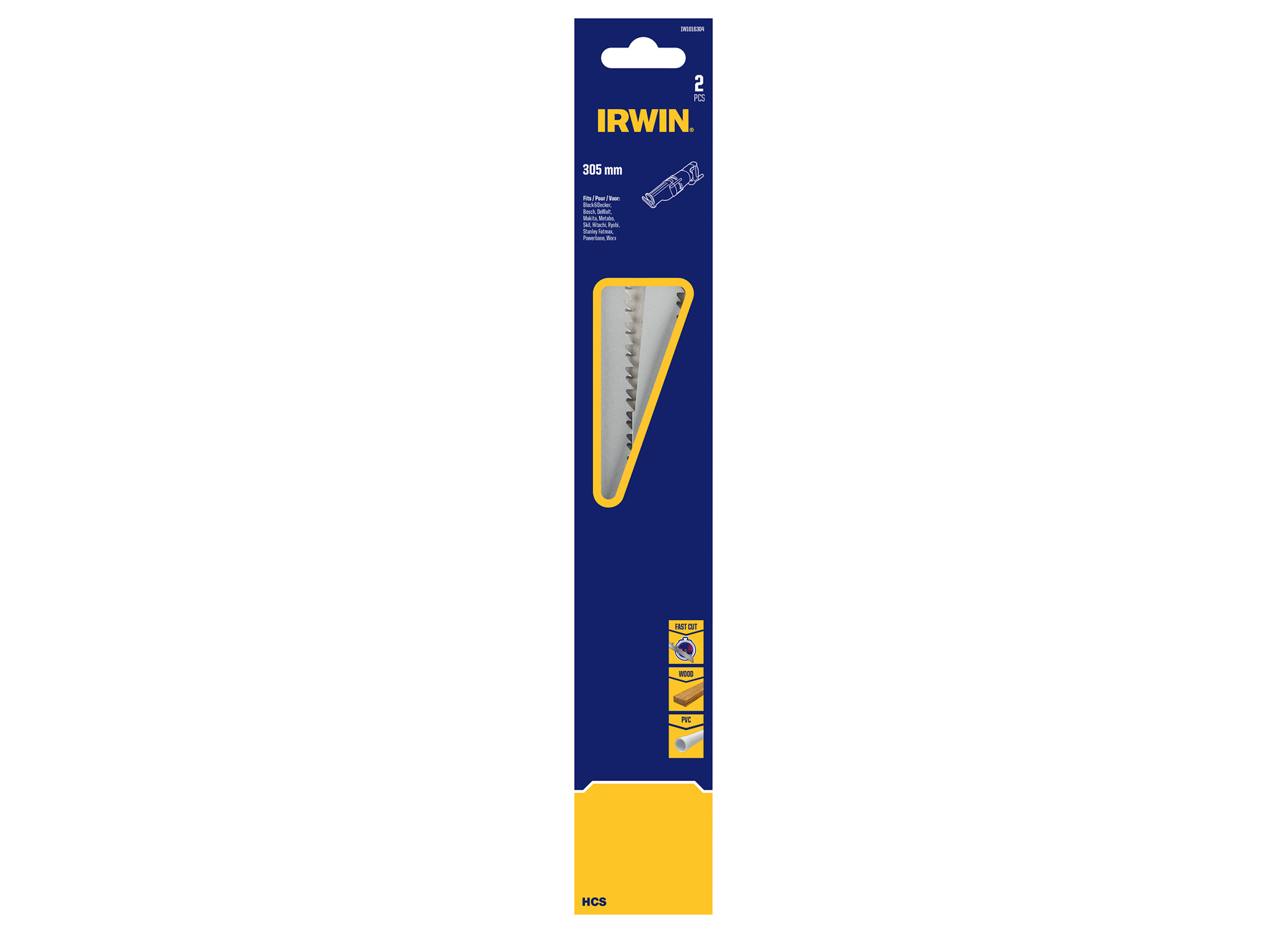 IRWIN LAMES DE SCIES EGOINES POUR BOIS, MULTIPLEX ET PLASTIQUE JUSQU'A 250MM, FINITION GROS, LONGUEUR 305MM