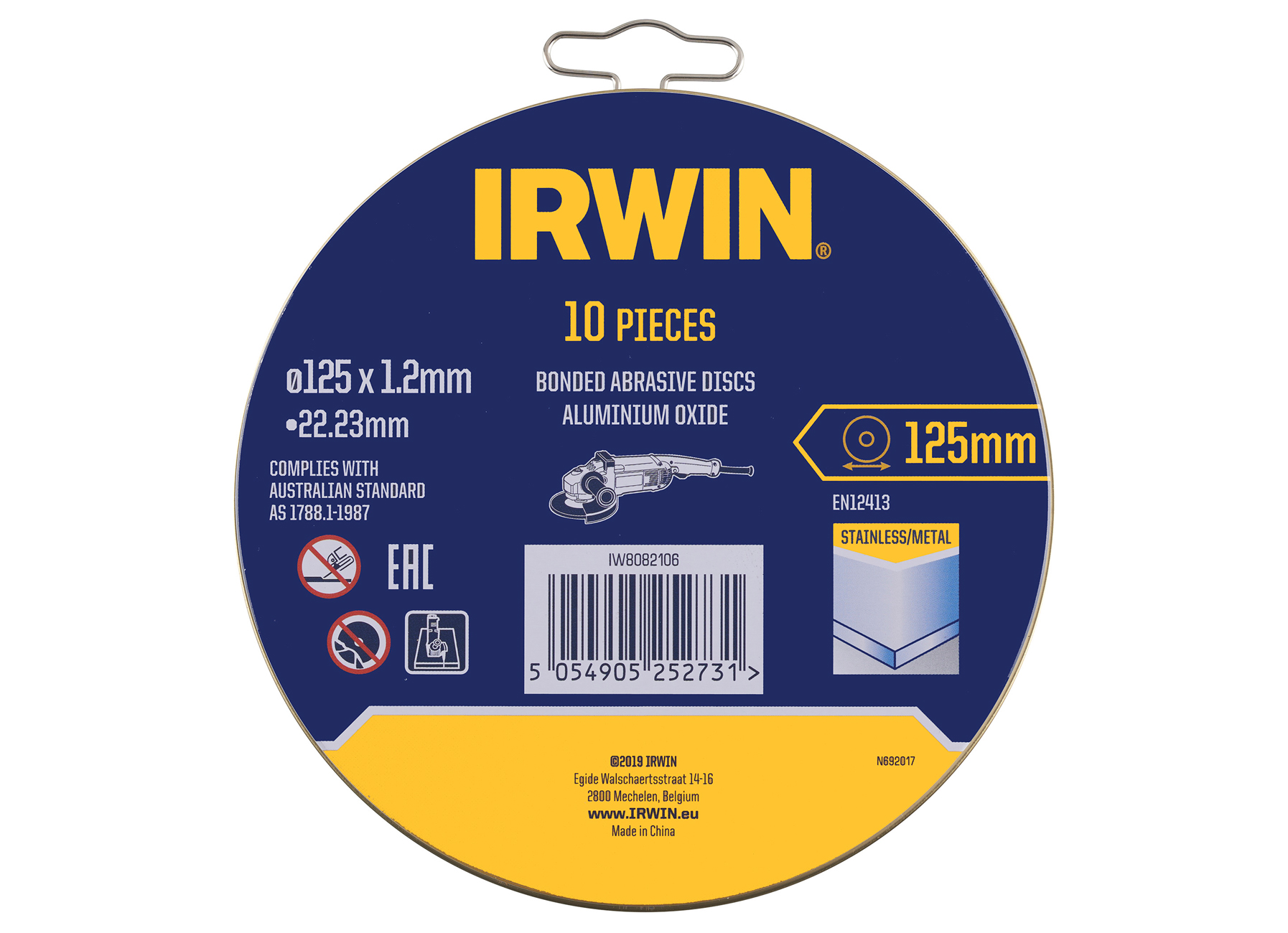 IRWIN BLIK DISQUES ABRASIFS METAL 10PCS - 125 X 1,2MM