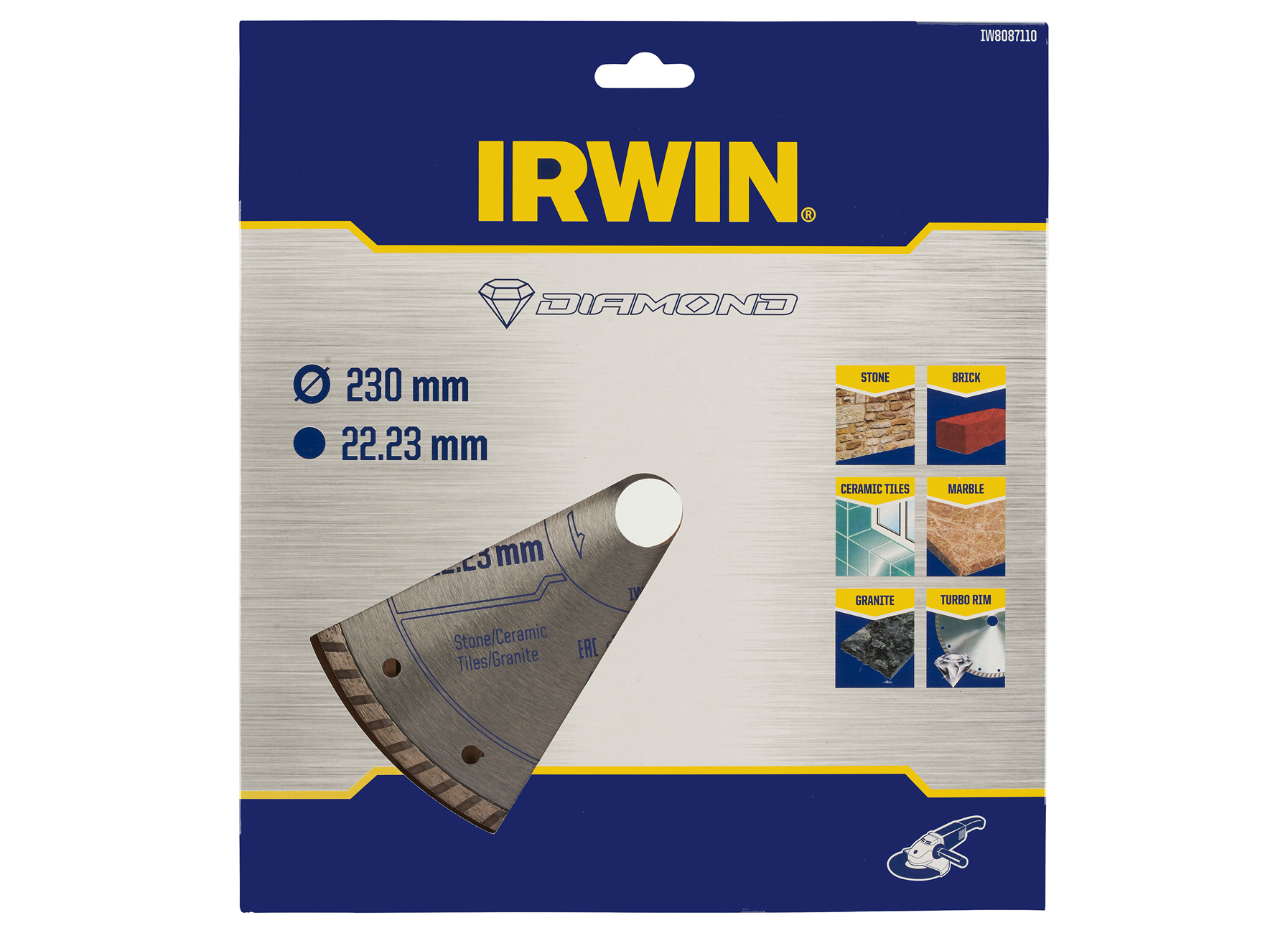 IRWIN PRO PERFORMANCE LAME DE SCIE DIAMANT 230MM POUR MEULEUSE D’ANGLE