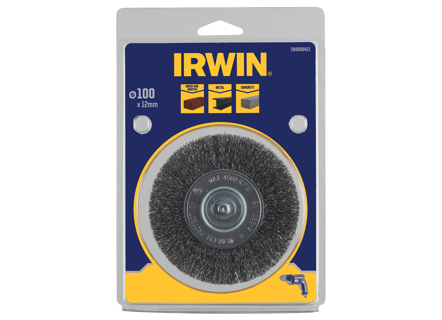 IRWIN BROSSE METALLIQUE POUR LA PIERRE, BETON ET ACIER, Ø 100MM, EPAISSEUR 12MM