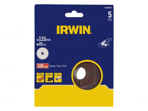 IRWIN DISQUES ABRASIFS POUR TOUTES MARQUES MEULEUSES D'ANGLE Ø 115MM, K100 (combiner avec IW8086209)