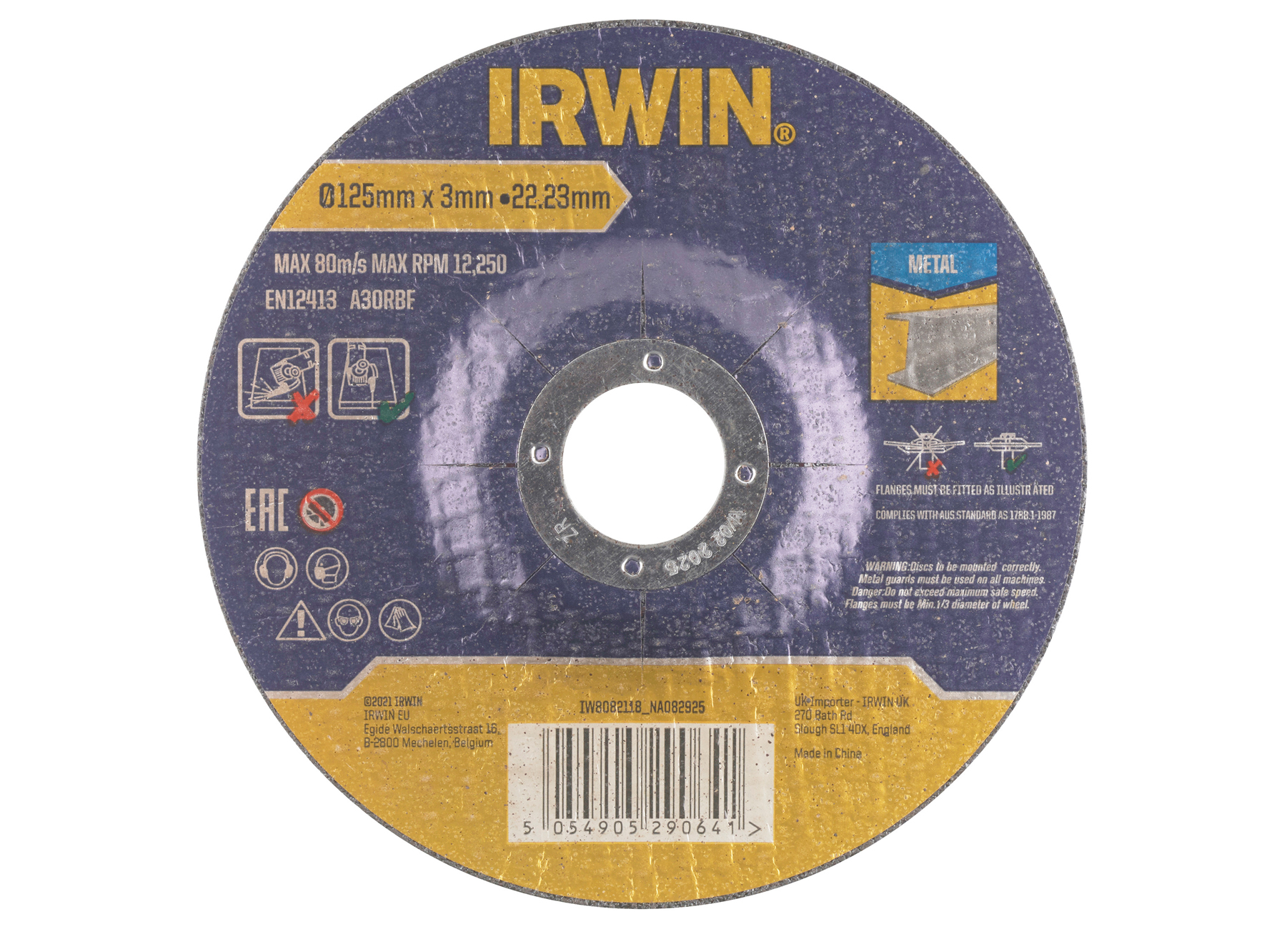 IRWIN DISQUE A TRONCONNER METAL, PLAT - 125MM X 3MM