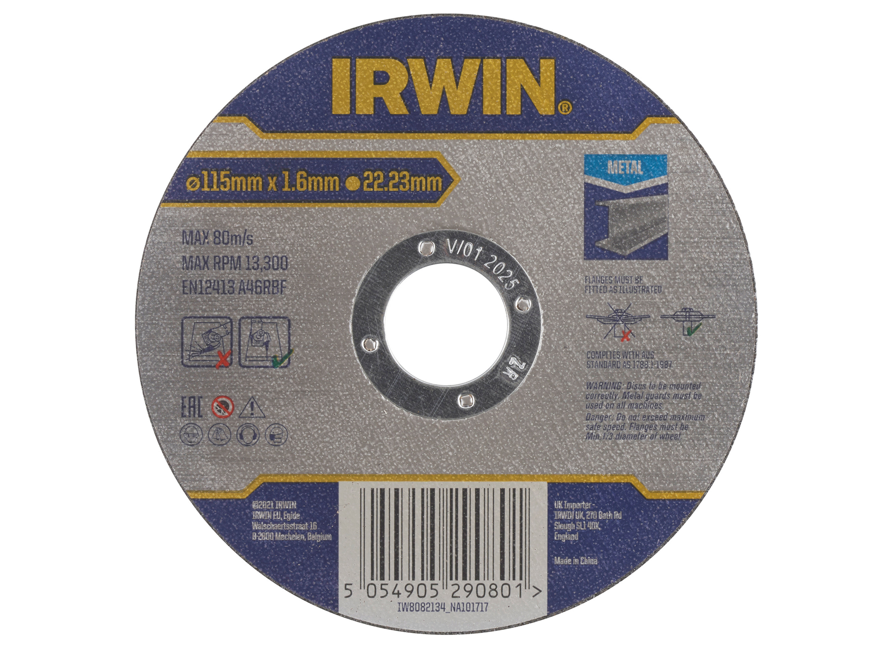 IRWIN  PRO PERFORMANCE DOORSLIJPSCHIJF METAAL, PLAT - 115MM X 1.6MM