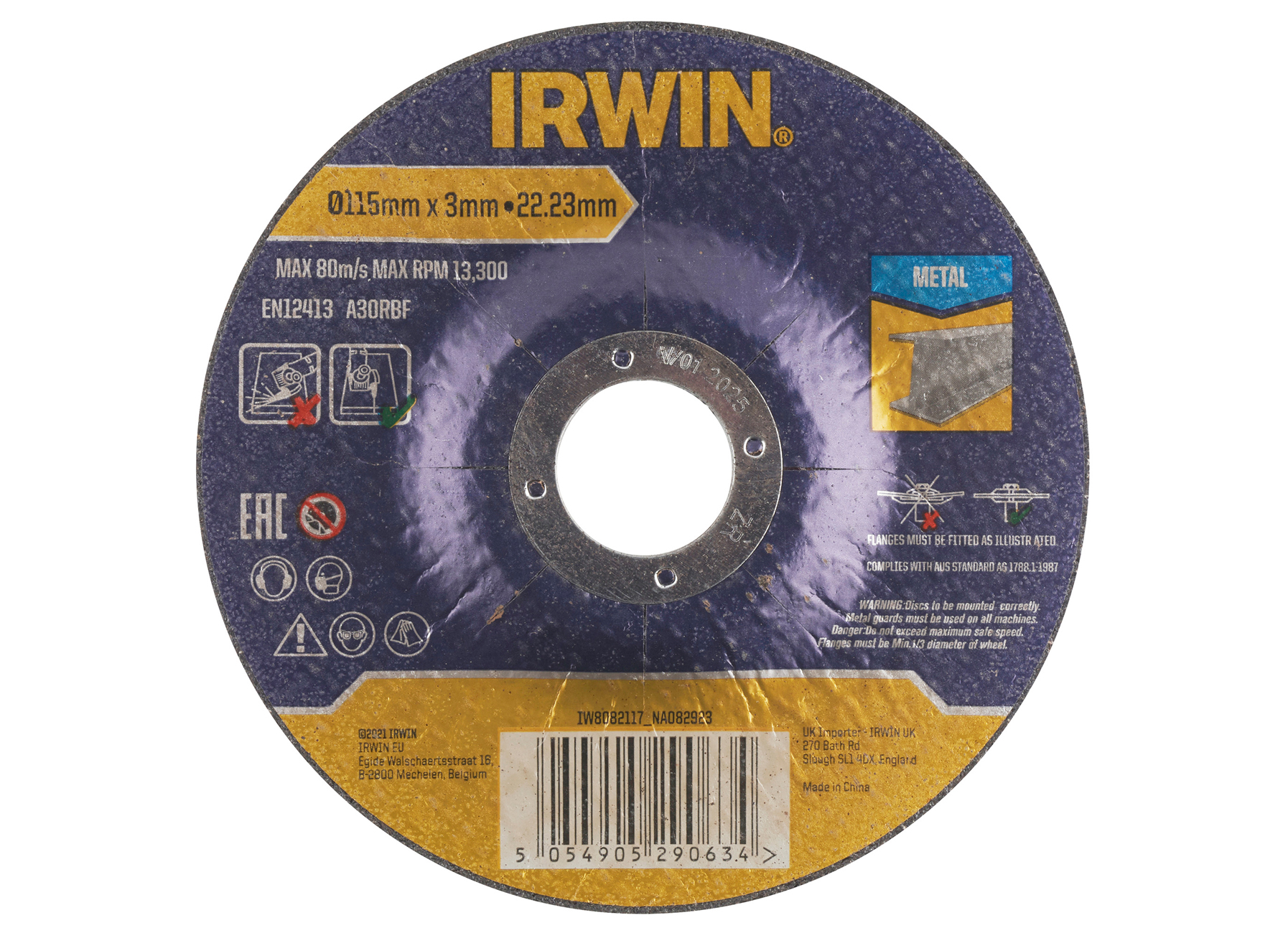 IRWIN DISQUE A TRONCONNER METAL, PLAT - 115MM X 3MM