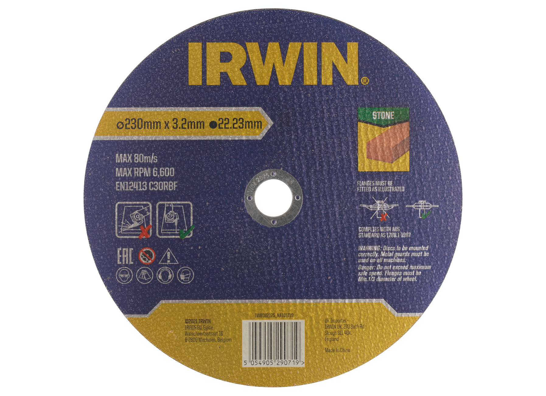 IRWIN DISQUE A TRONCONNER PIERRE, PLAT - 230MM X 3.0MM
