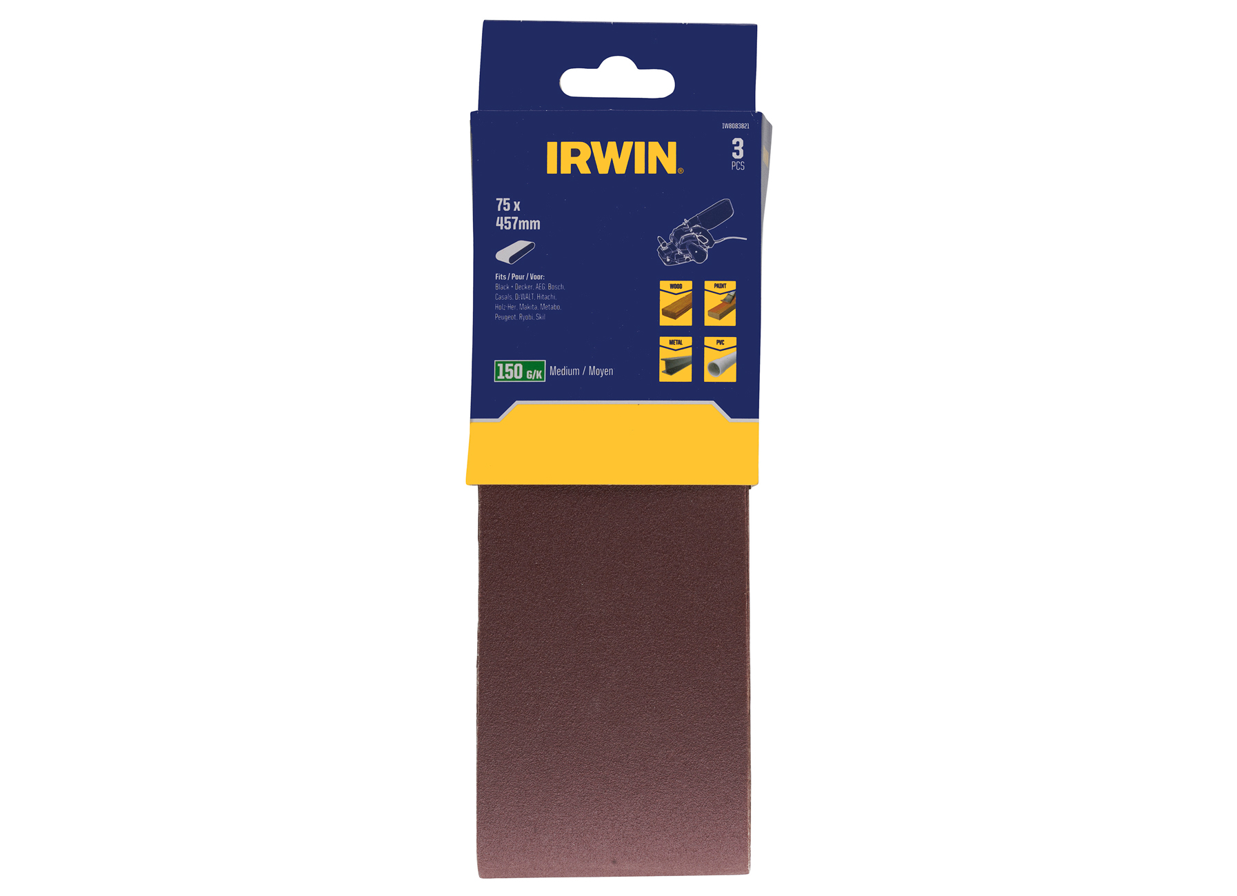 IRWIN BANDES ABRASIVES 75X457MM, K150