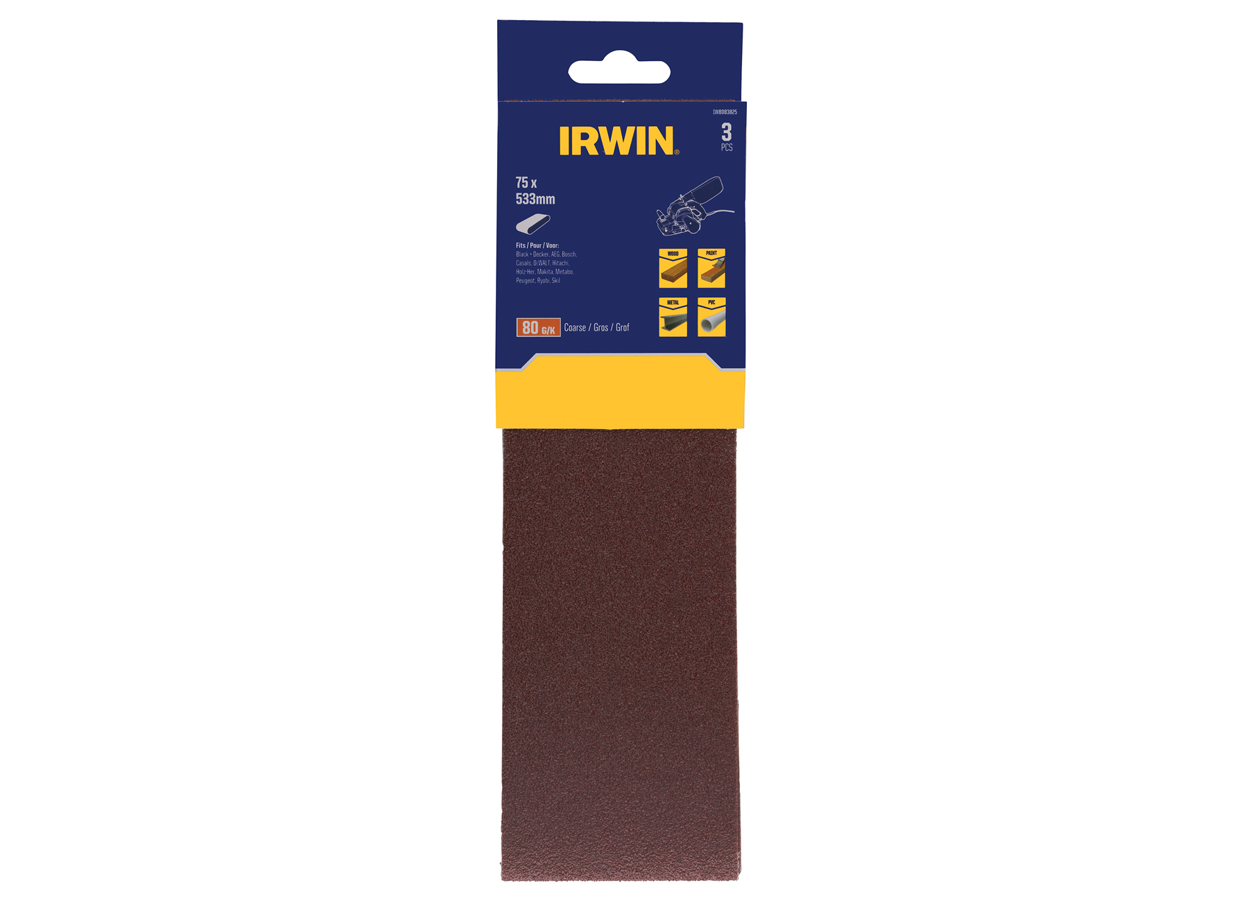 IRWIN SCHUURBAND 75X533MM, K80