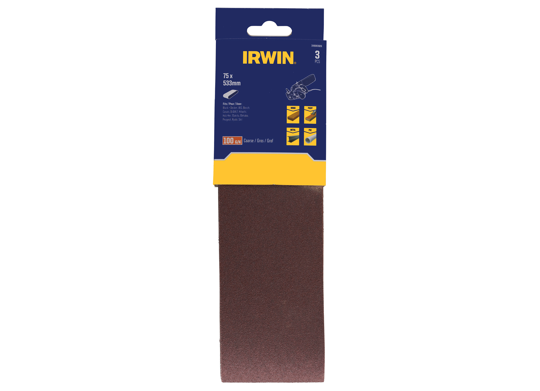 IRWIN SCHUURBAND 75X533MM, K100