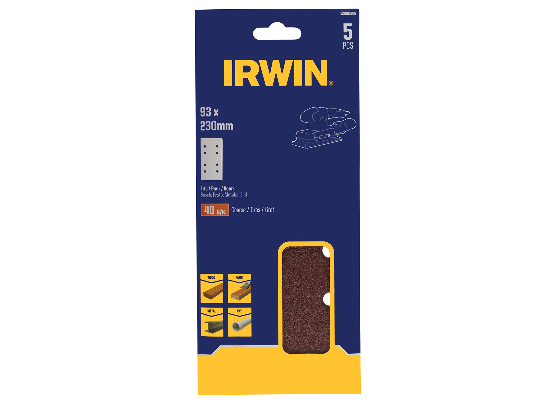 IRWIN PAPIERS ABRASIFS 1/3 VIBRANTE