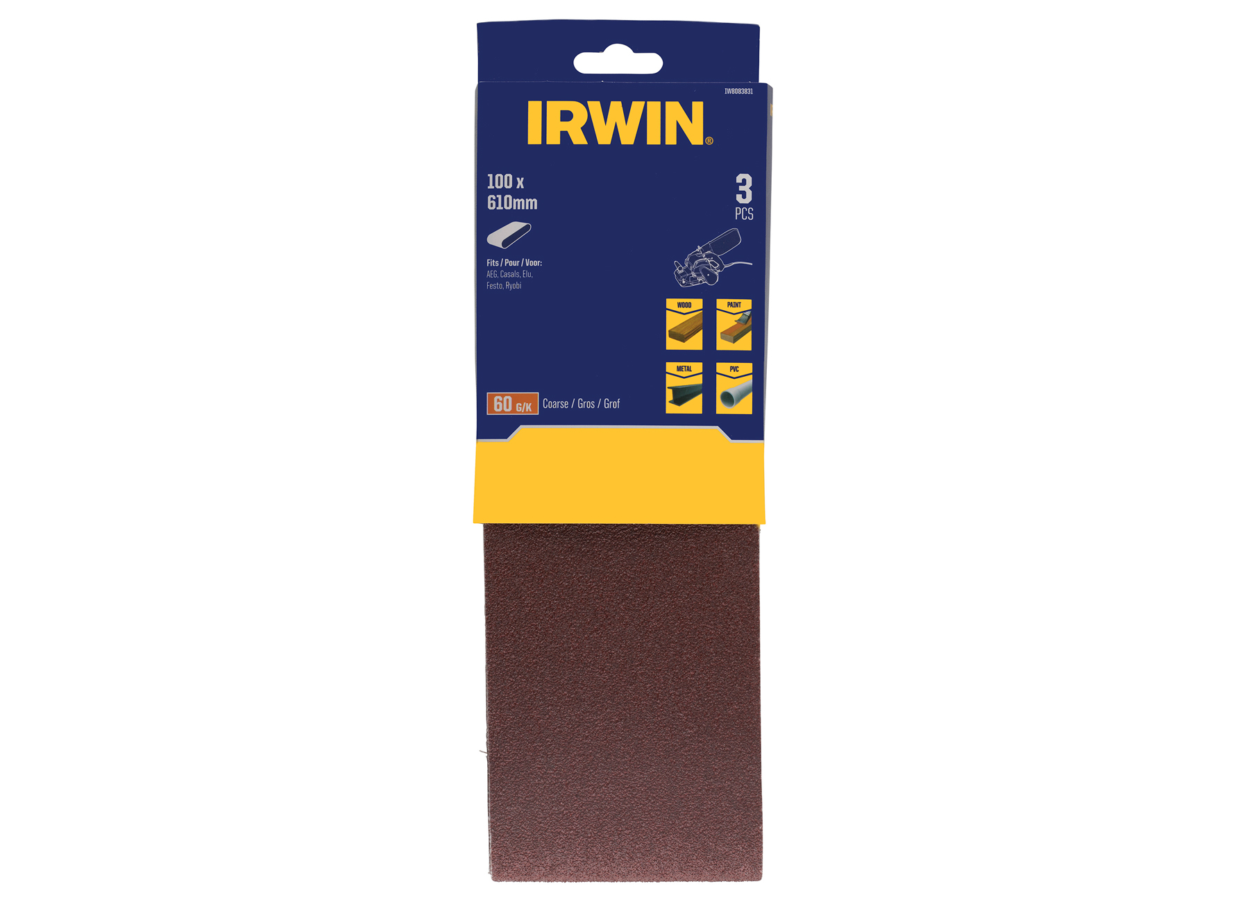 IRWIN BANDES ABRASIVES AEG (BBSE1100), BANDE 100X610MM, K60