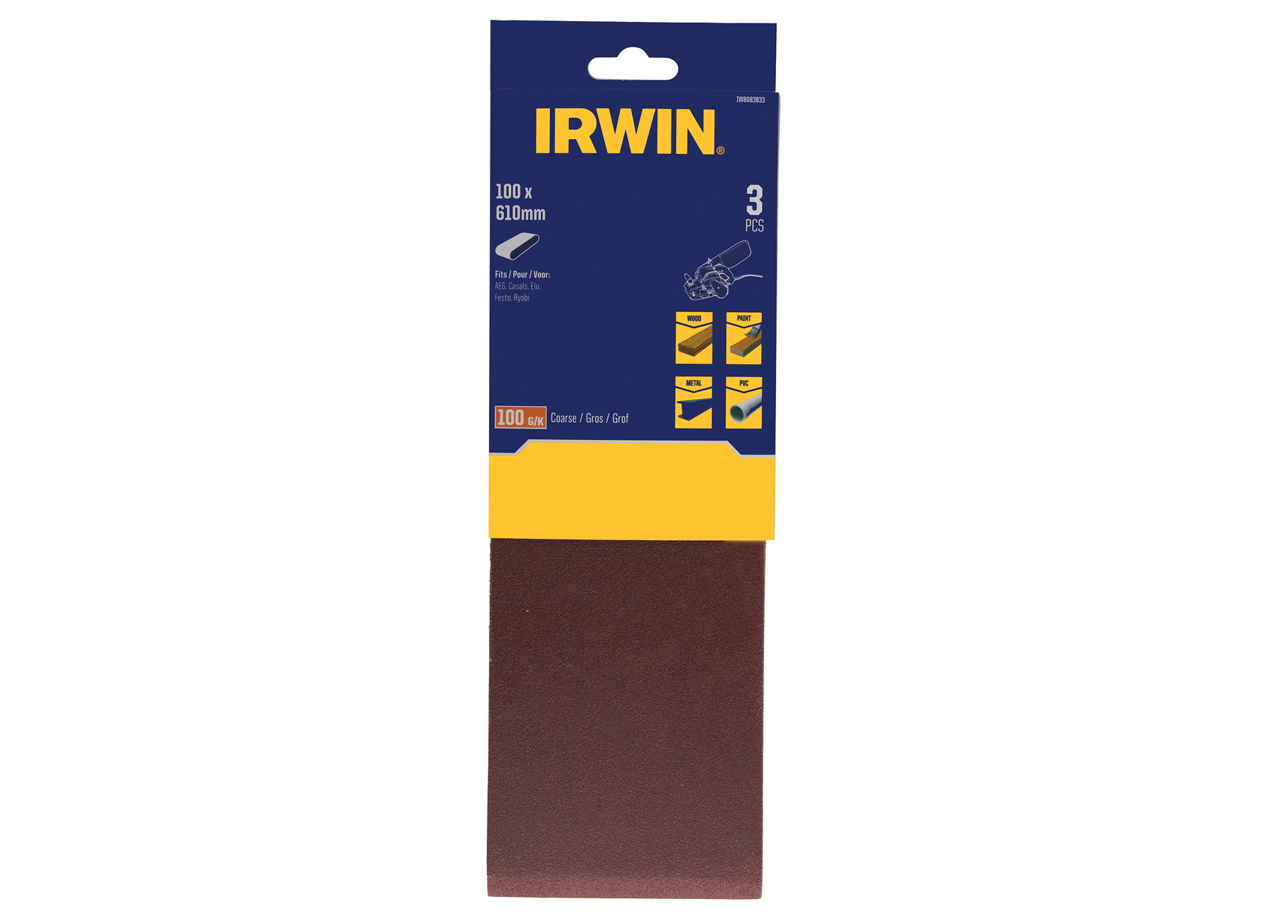 IRWIN BANDES ABRASIVES MAKITA (M9400, 9403 EN 9404), BANDE 100X610MM, K100