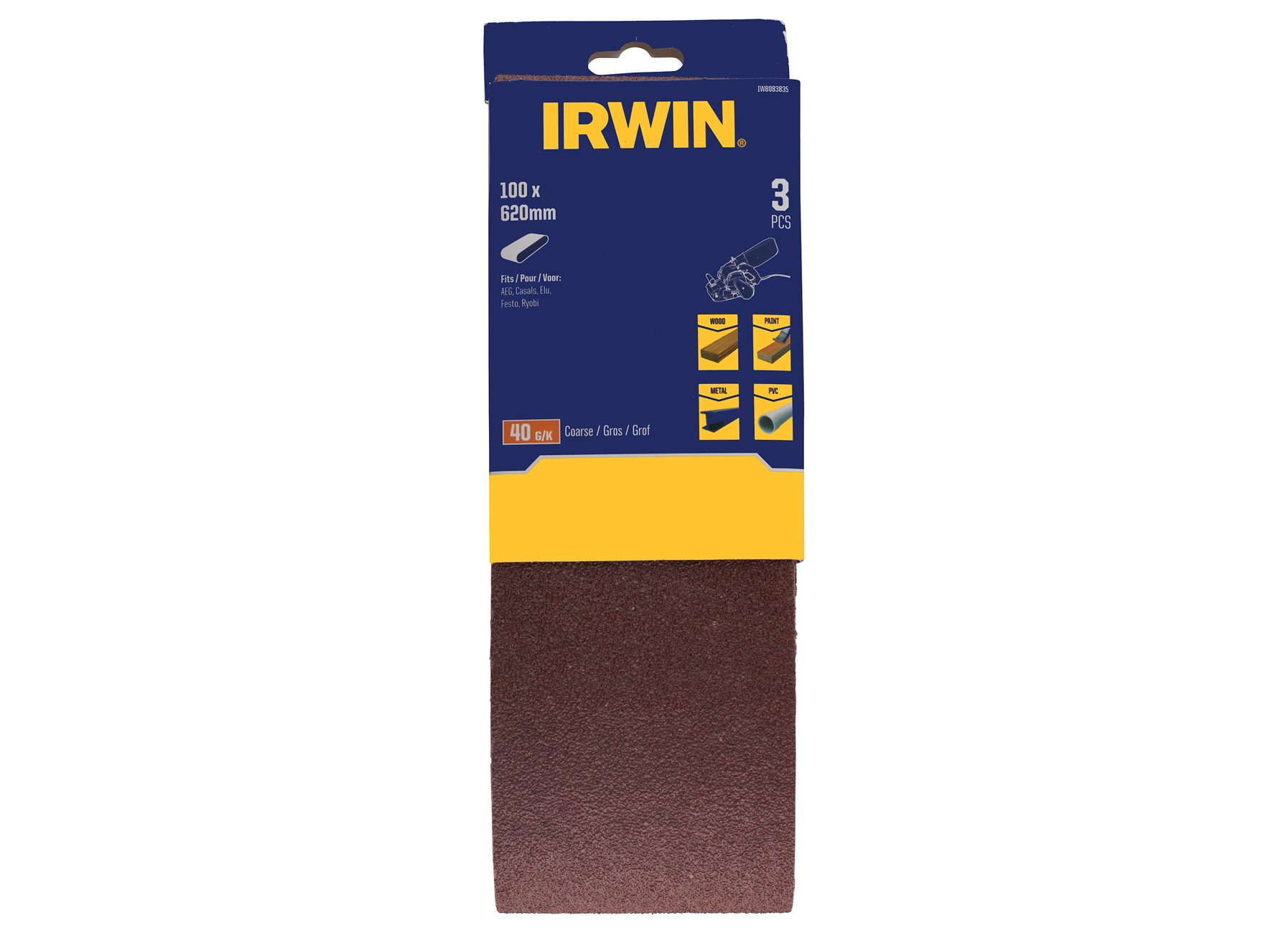 IRWIN BANDES ABRASIVES 100X620 K40