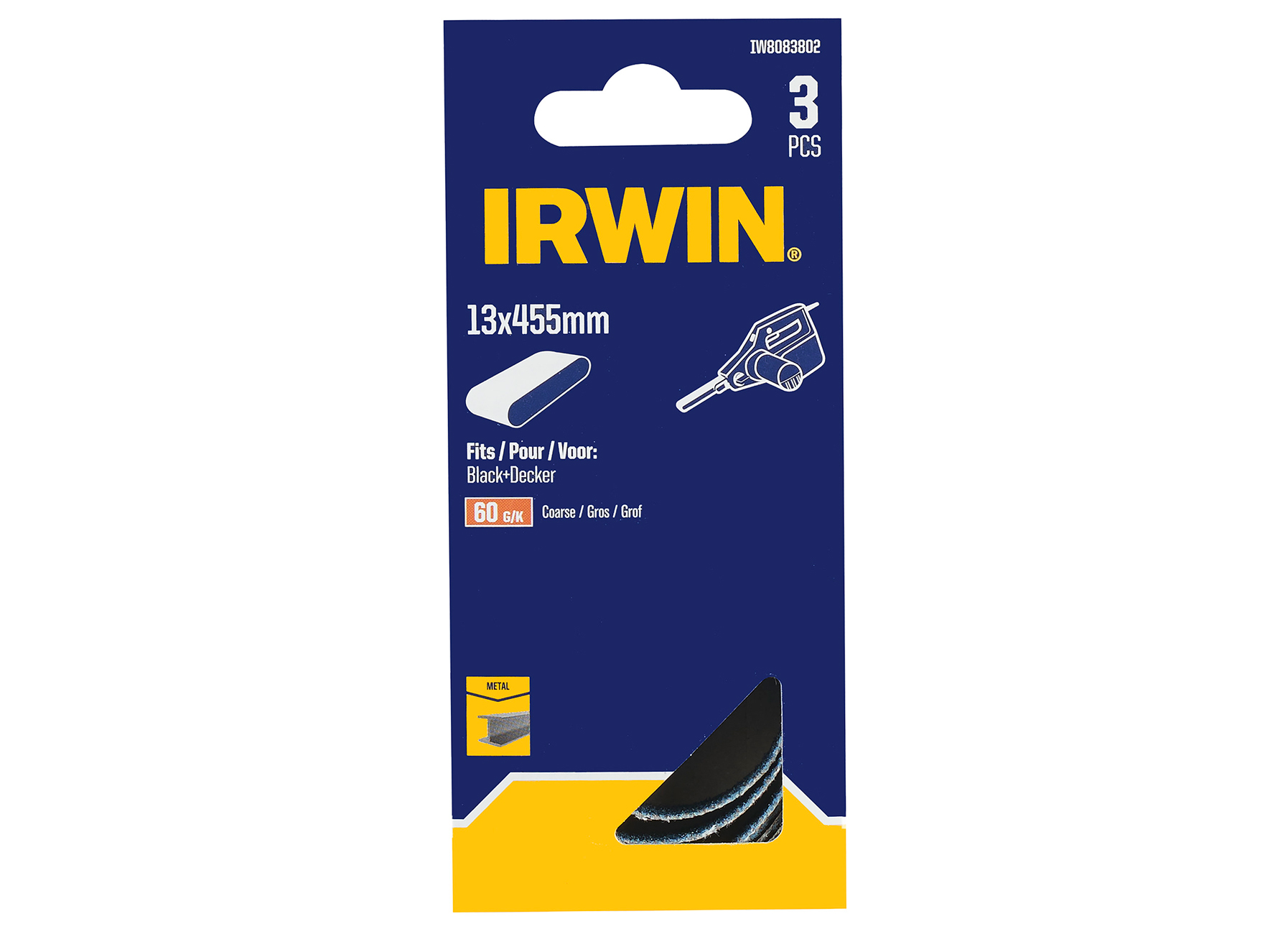 IRWIN SCHUURBAND BLACK+DECKER POWERFILE, BAND 13X455MM, K60