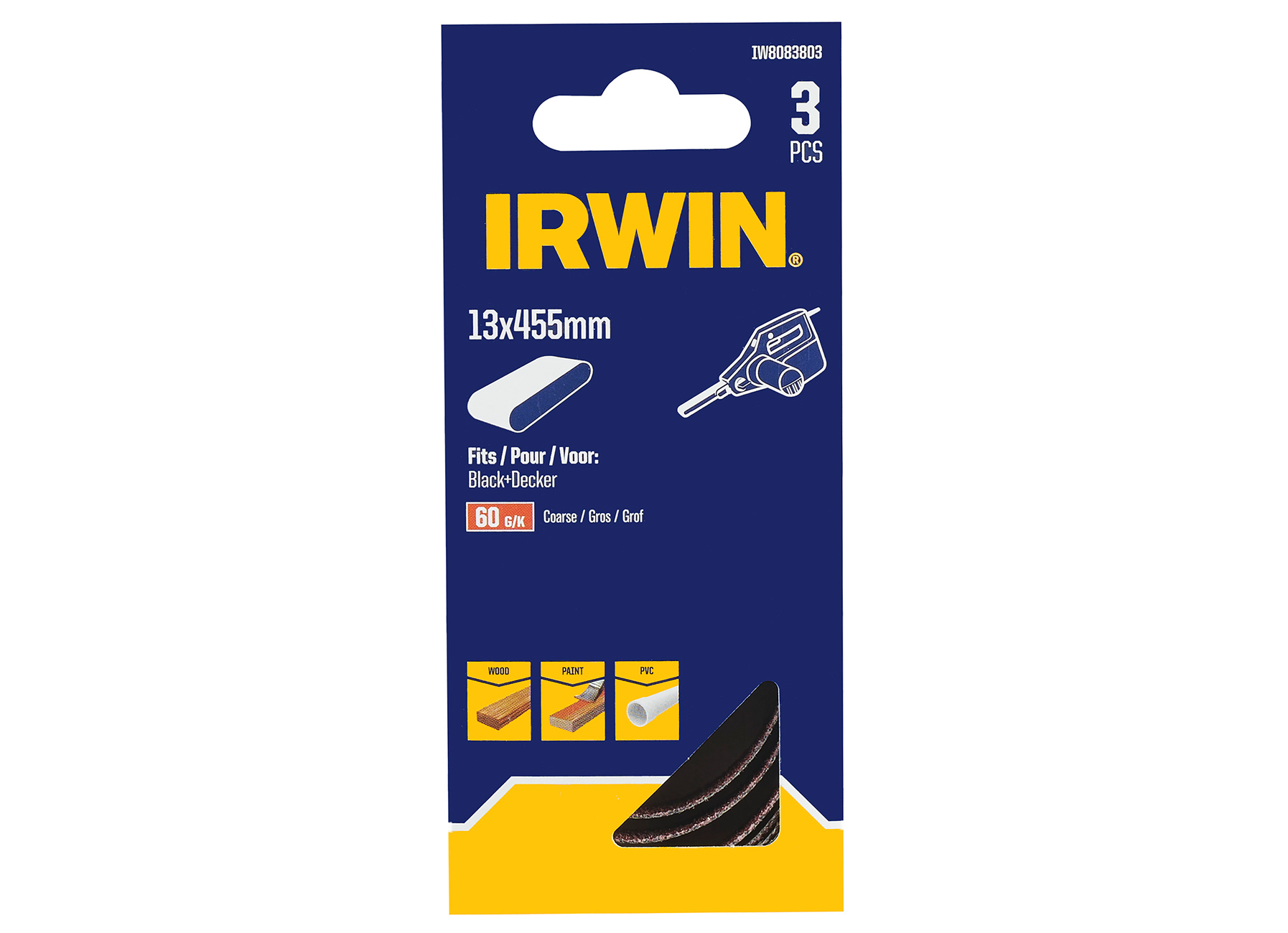 IRWIN BANDES ABRASIVES BLACK+DECKER POWERFILE (BD280/290/282E/292E, KA290 ET KA292E)