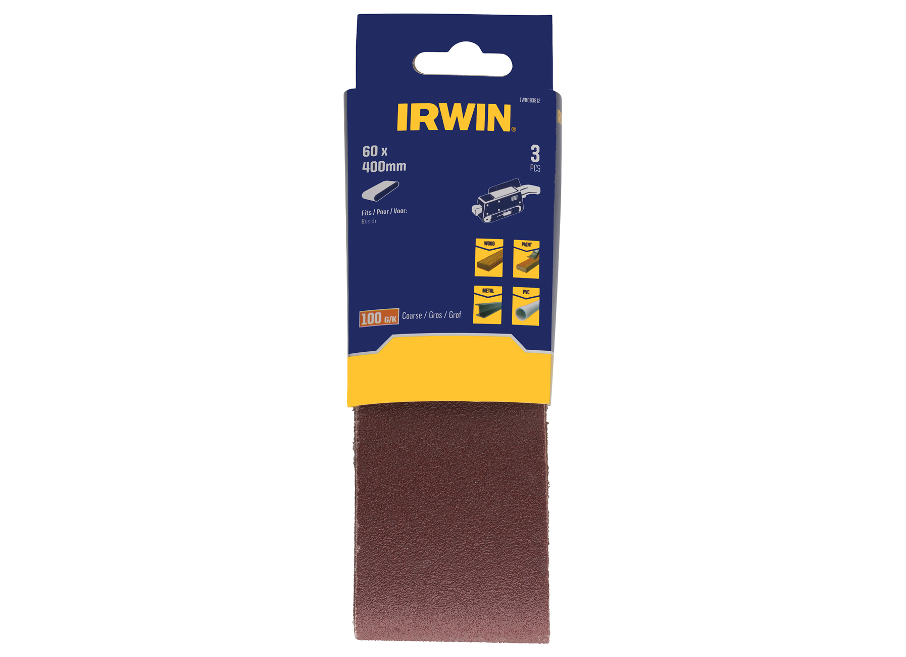 IRWIN BANDES ABRASIVES (BOSCH PBS60), BANDE 60X400MM, K100