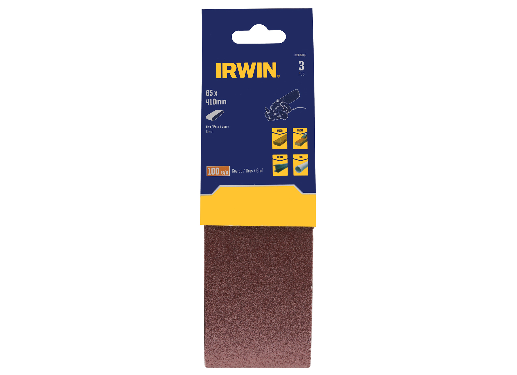 IRWIN BANDES ABRASIVES AEG ET METABO, BAND 65X410MM, K100