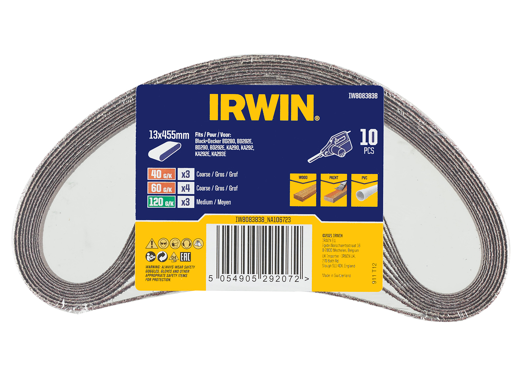 IRWIN SET BANDES ABRASIVES BLACK+DECKER POWERFILE MIX - 10 PCS