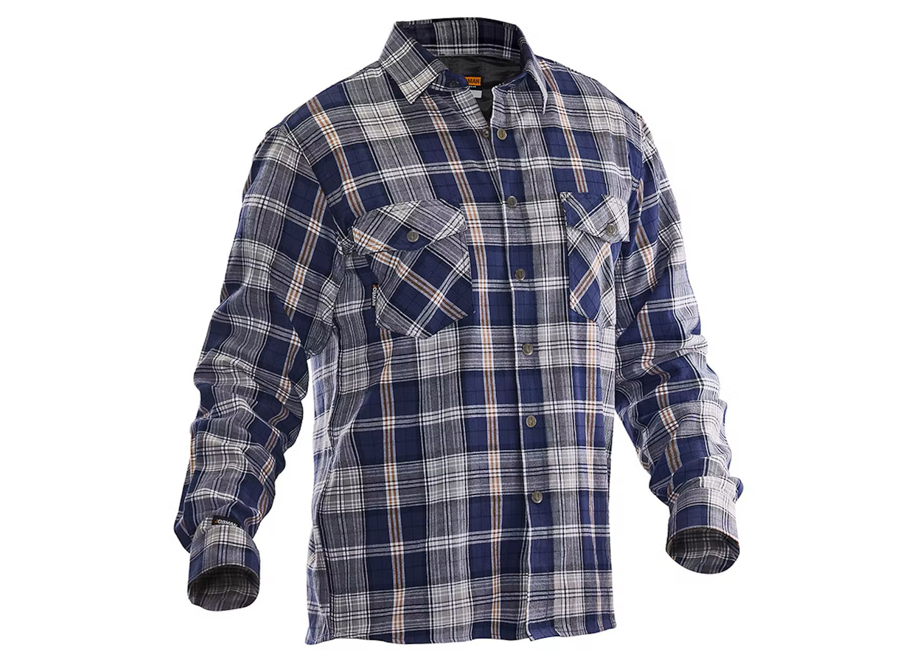 JOBMAN FLANEL GEVOERD HEMD NAVY/GRIJS S