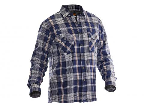 JOBMAN FLANEL GEVOERD HEMD NAVY/GRIJS L