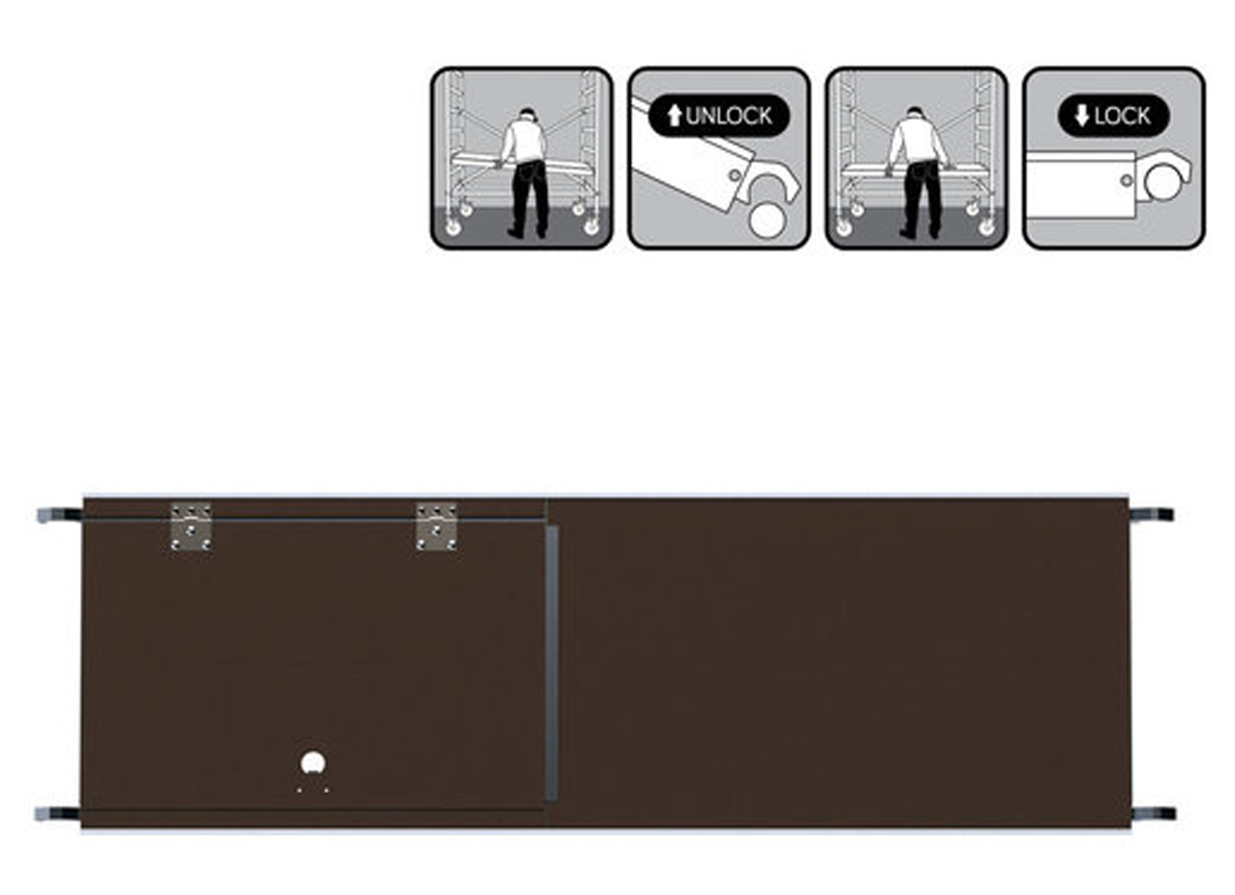 ECHAFAUDAGE PLIANT ALU AVEC TRAPPE 190X75CM HAUTEUR DE TRAVAIL 3M