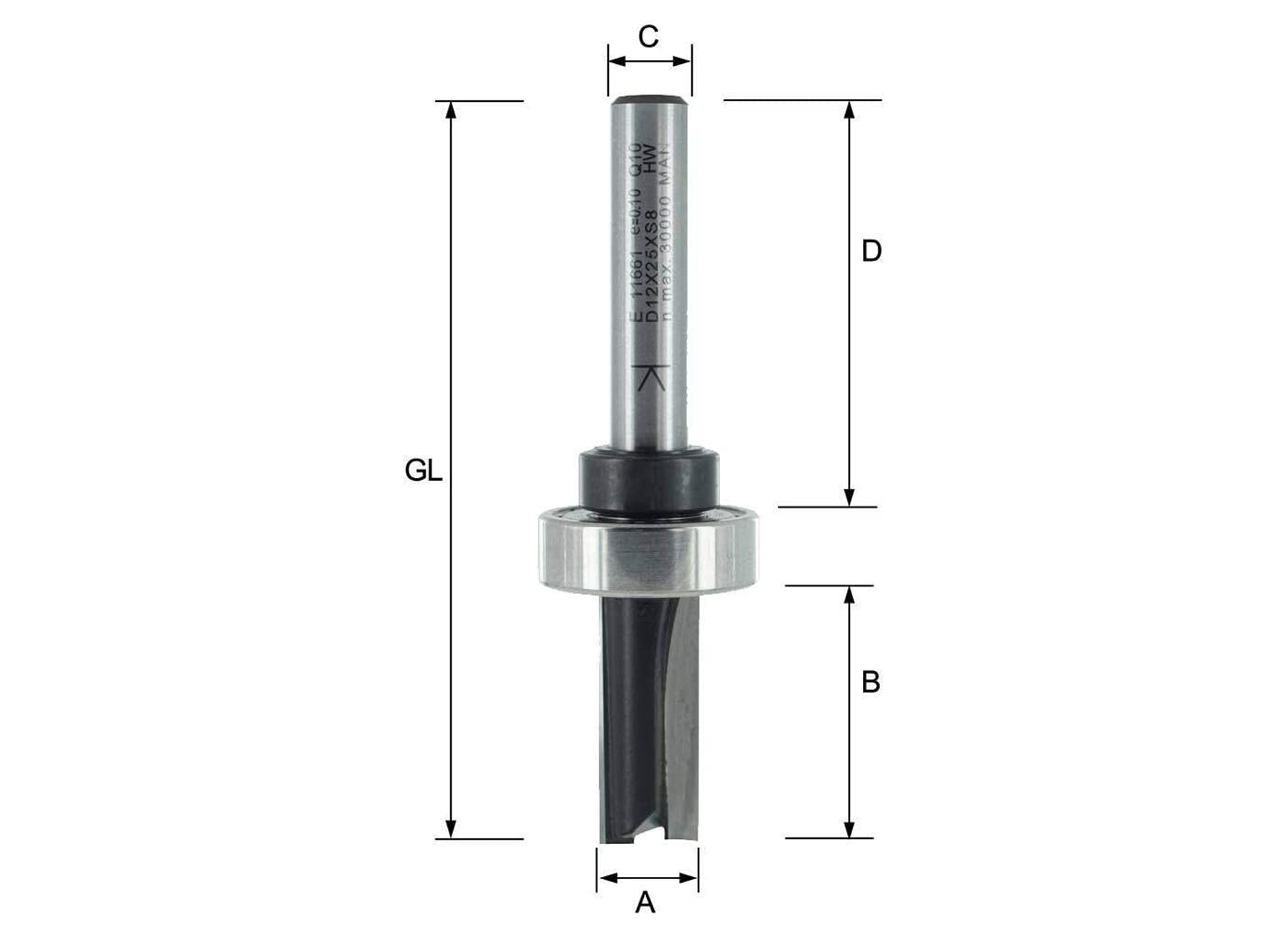ENT HW FRAISE POUR AFFLEURER AVEC ROULEMENT A BILLES S8 Z2 Ø10X25MM L=40MM