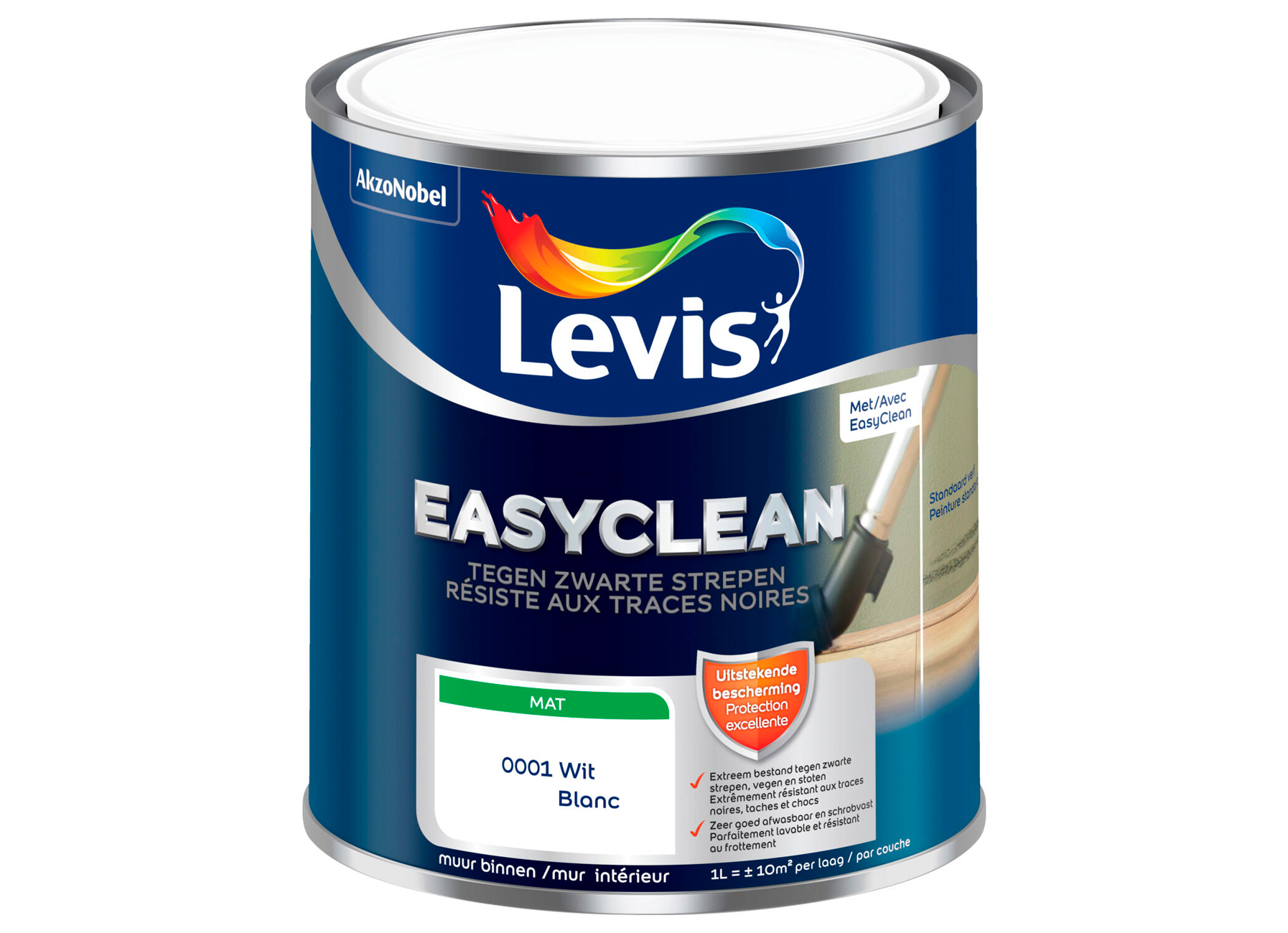 LEVIS EASYCLEAN ZWARTE STREPEN MAT MIX WHITE 1L