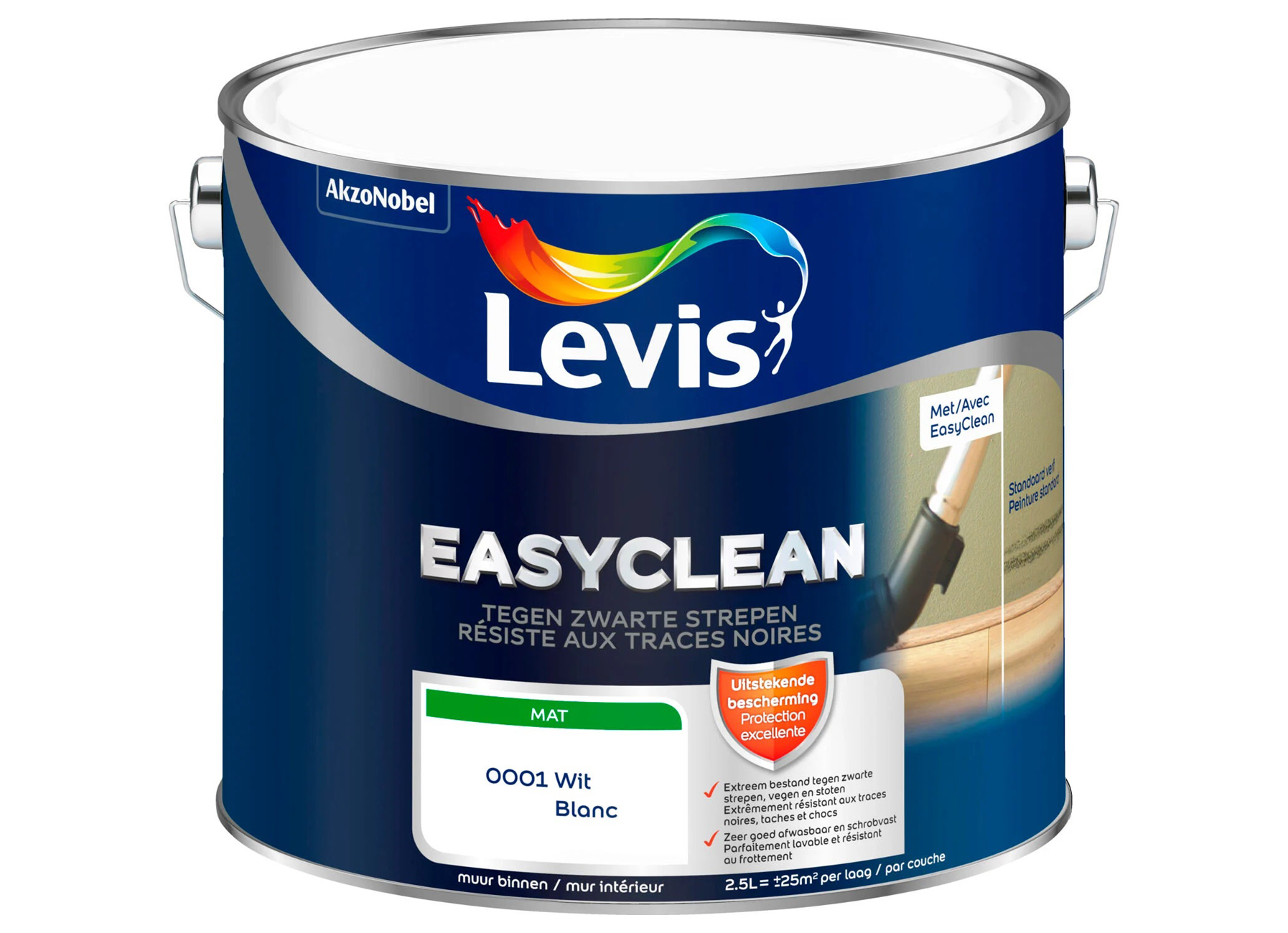 LEVIS EASYCLEAN ZWARTE STREPEN MAT MIX WHITE 2.5L