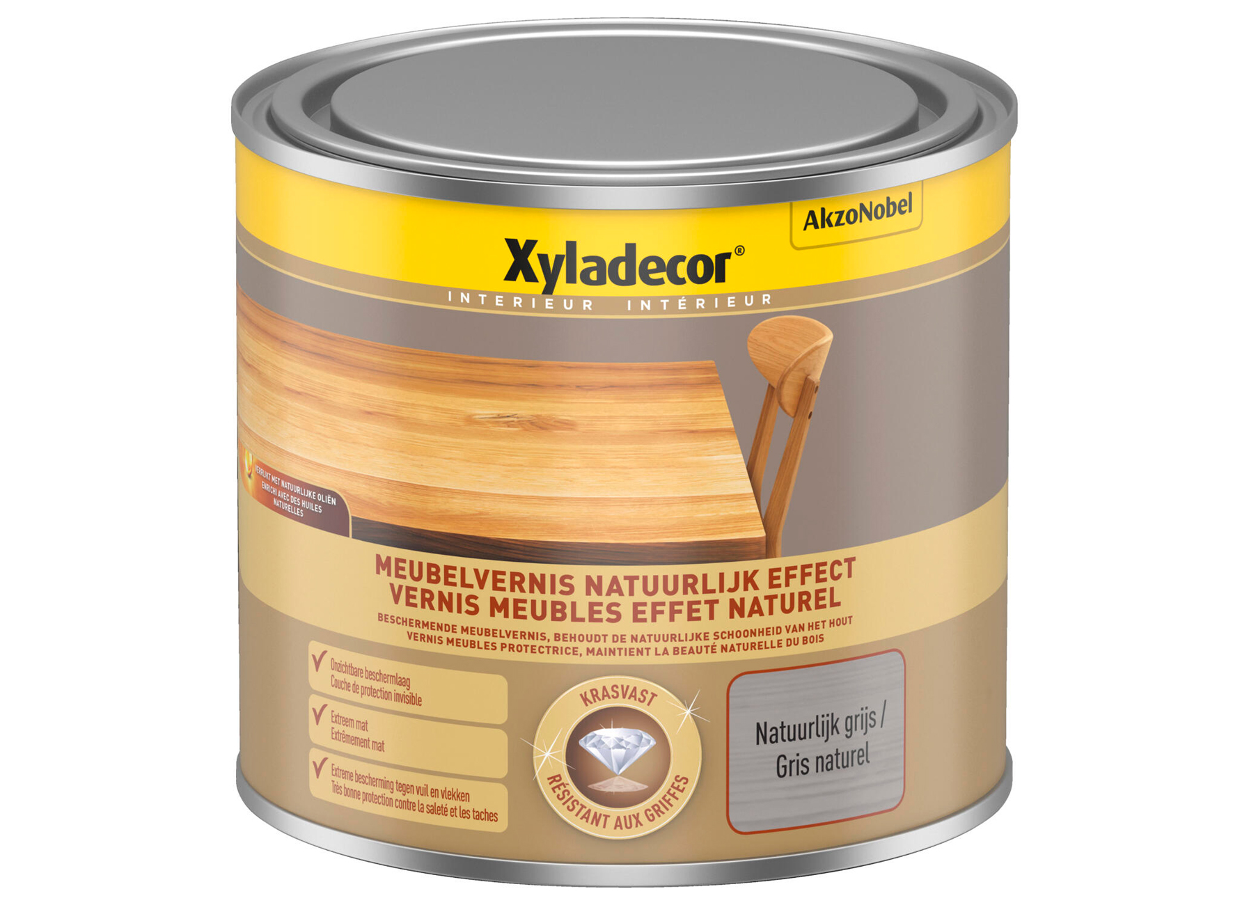 XYLADECOR MEUBEL VERNIS NATUURLIJK EFFECT GRIJS 0.5L