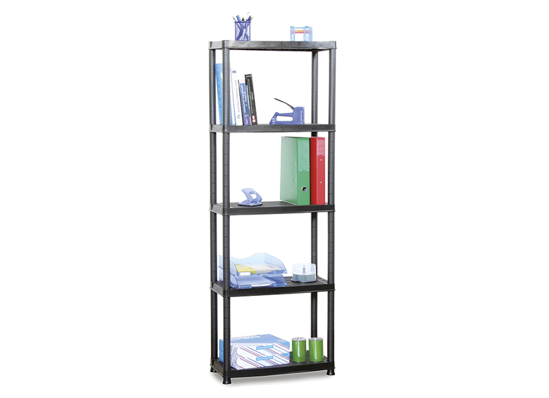 PLASTI RACK 066N 172X61X31CM 5 LEGBORDEN ZWART