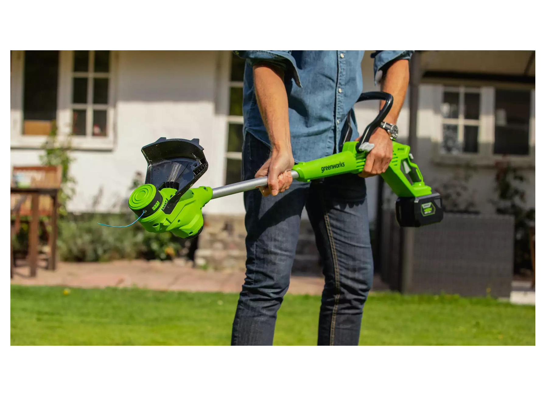 GREENWORKS COUPE-BORDURES ACCU 28CM 24V G24LT28K2 + BATTERIE 2AH + CHARGEUR